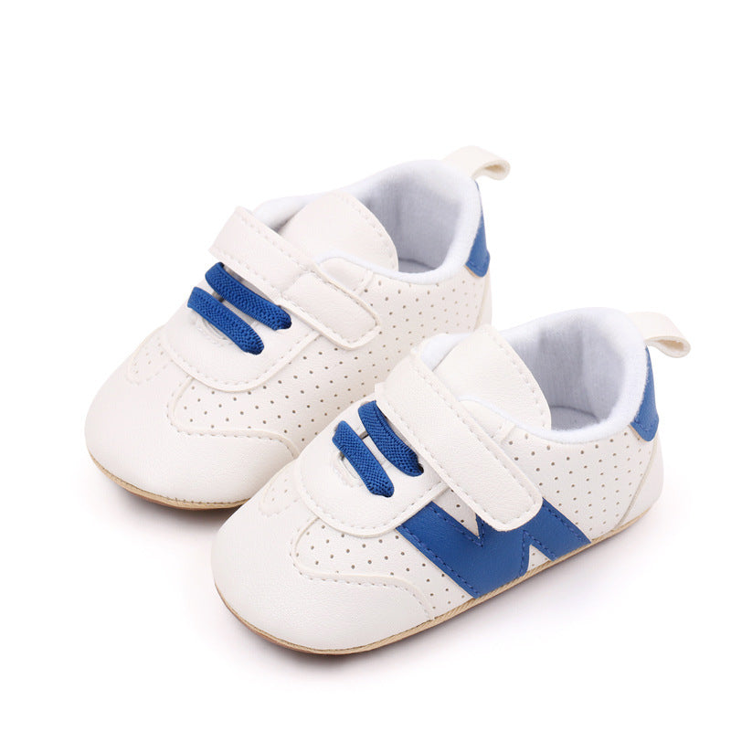 Color Patch Shoe Style Booties - White & Blue