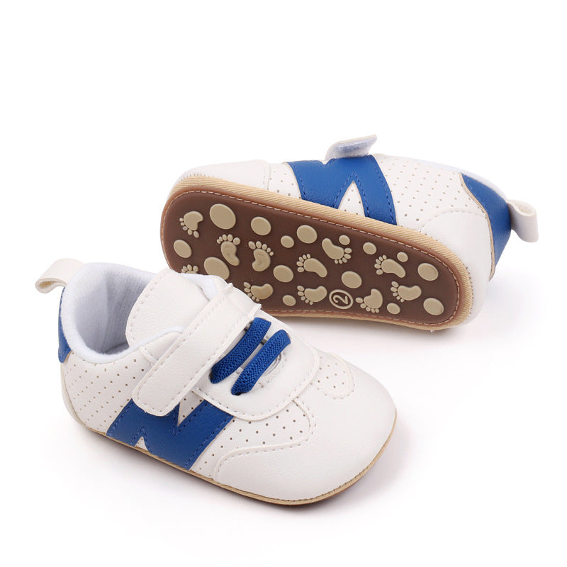Color Patch Shoe Style Booties - White & Blue