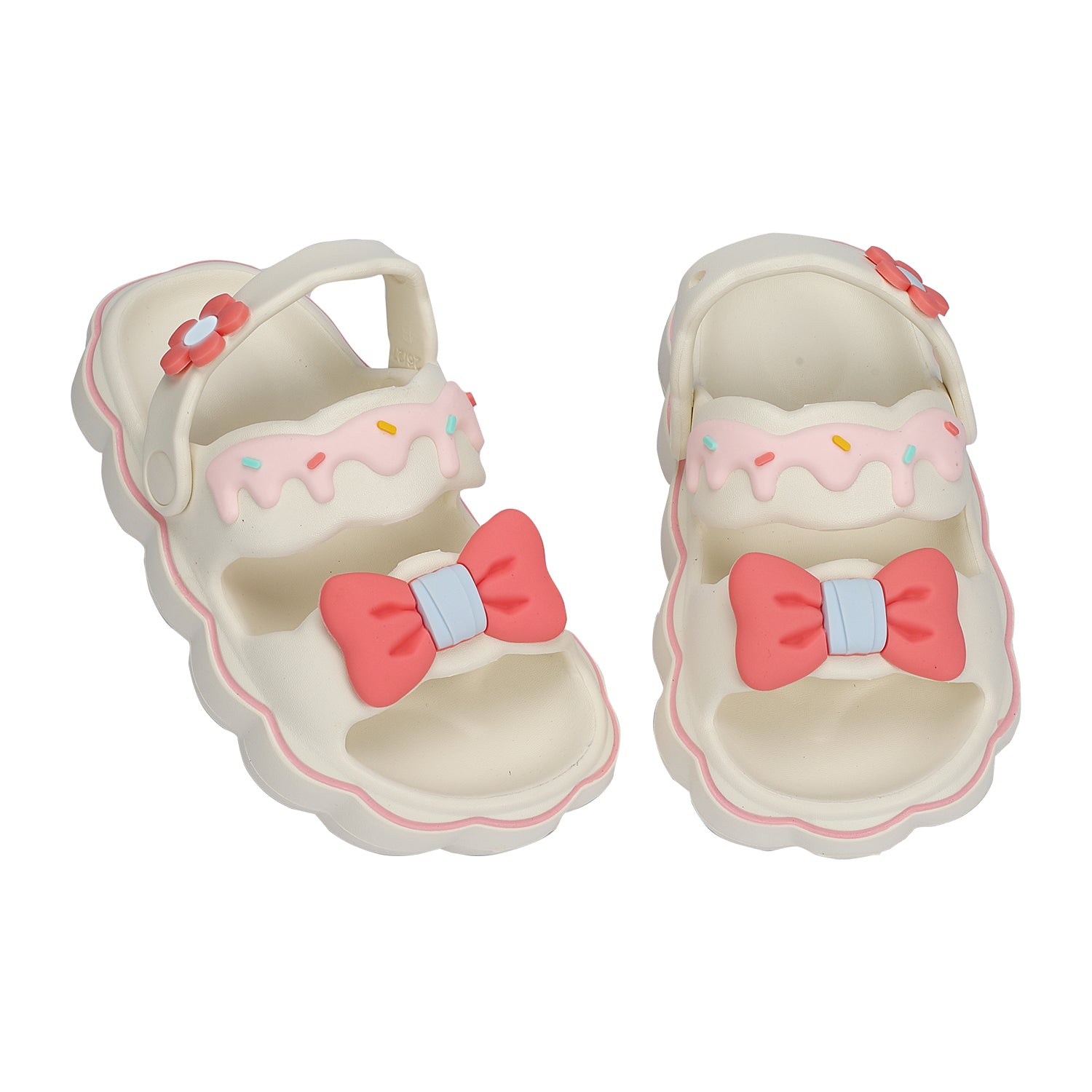 Bow & Flower Applique Detailed Sandal Style Clogs - White