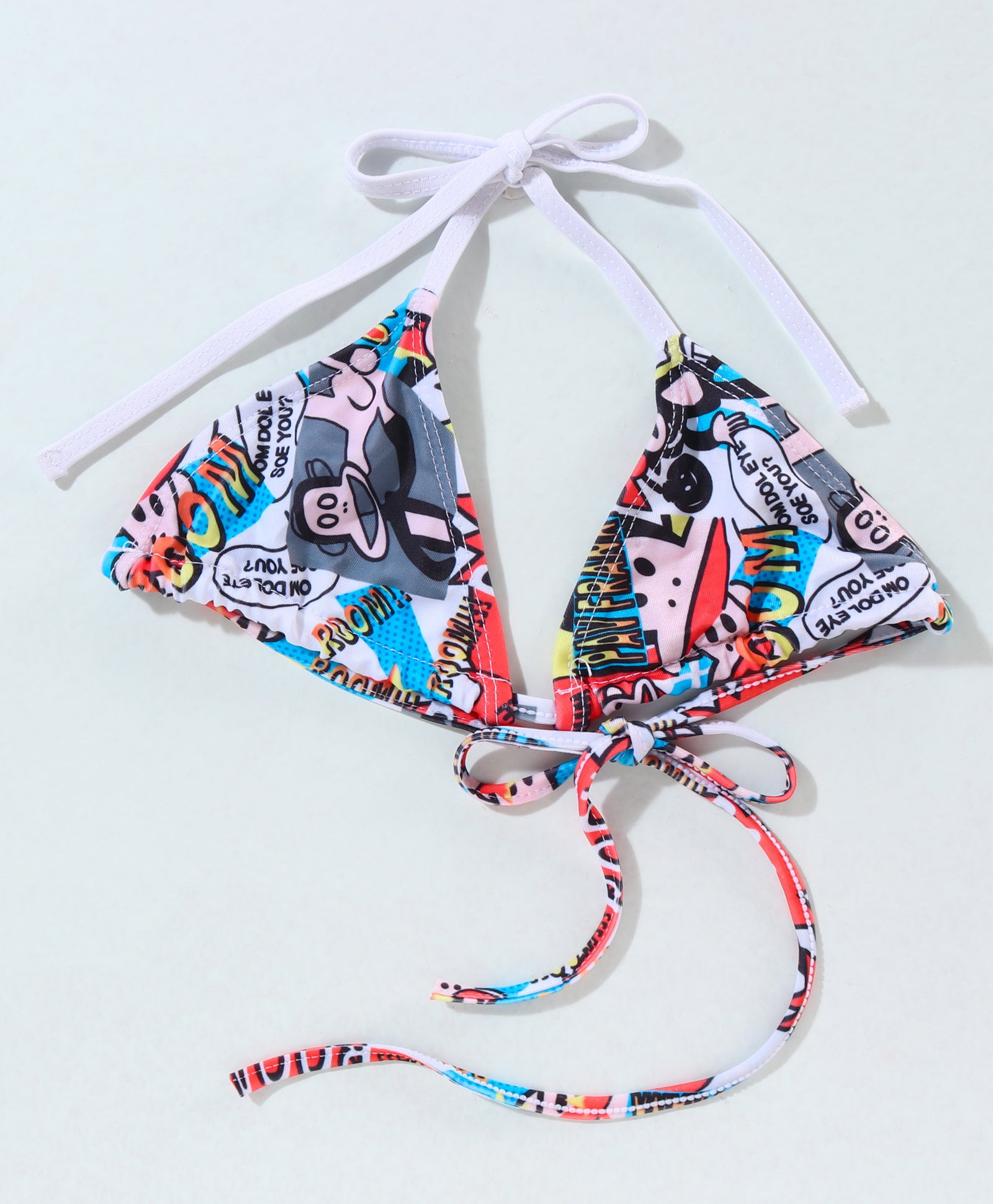 MONKEY PRINTED BIKINI TOP & SHORTS STYLE 3 PIECE SWIMSUIT - WHITE & RED (2 TO 6 YEARS)