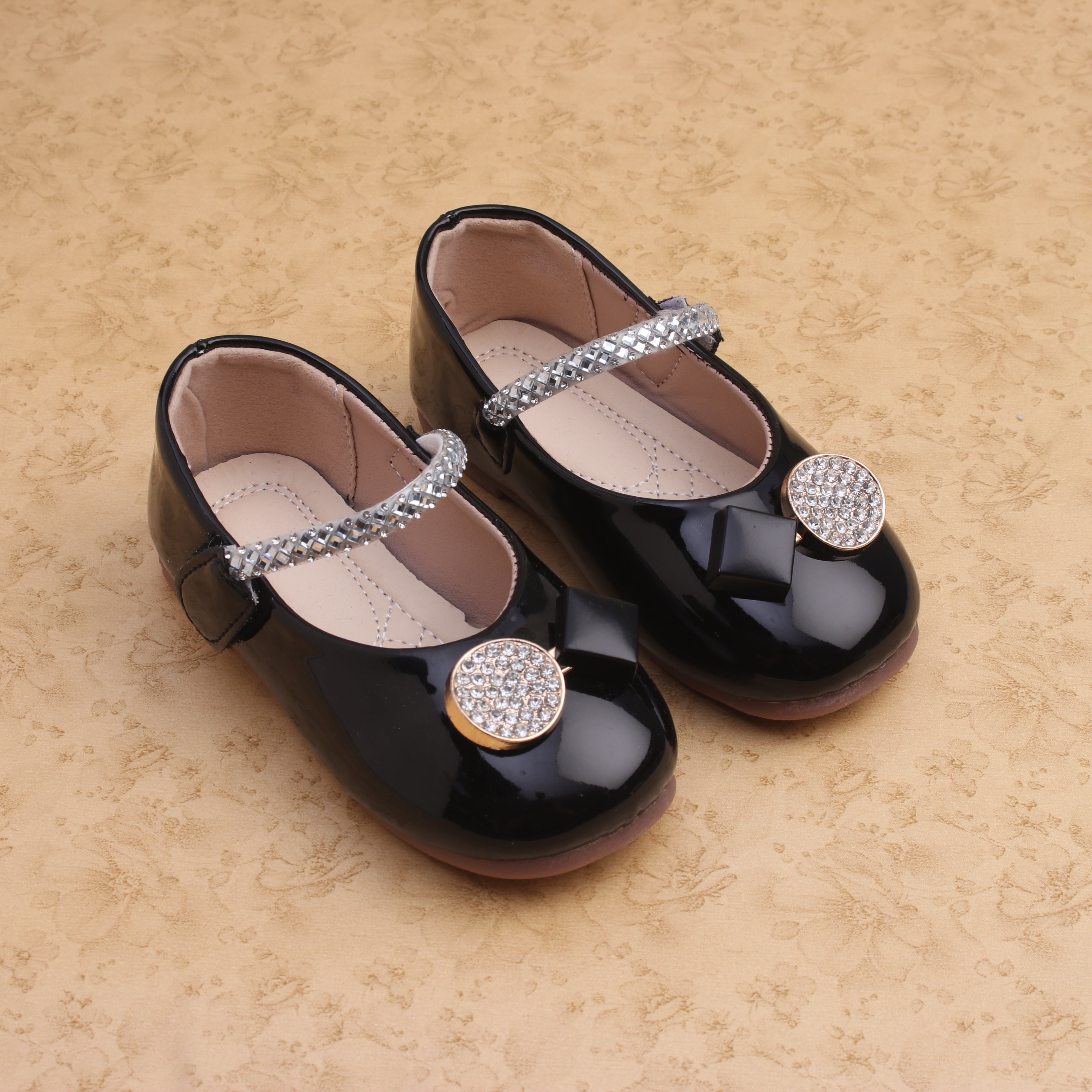 Glittered Beads & Charm Applique Mary Janes - Black (1.5 YEARS TO 7 YEARS)