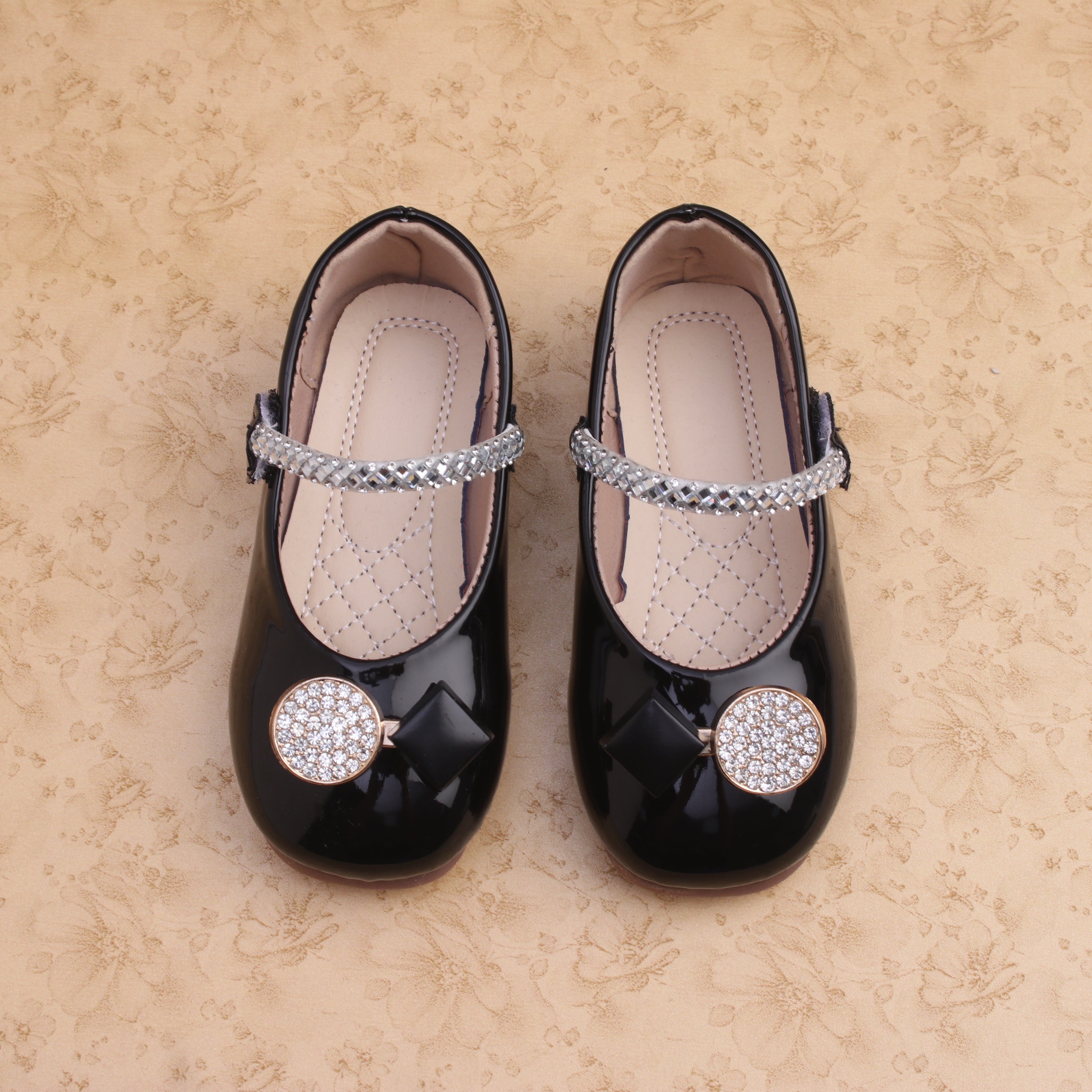 Glittered Beads & Charm Applique Mary Janes - Black (1.5 YEARS TO 7 YEARS)