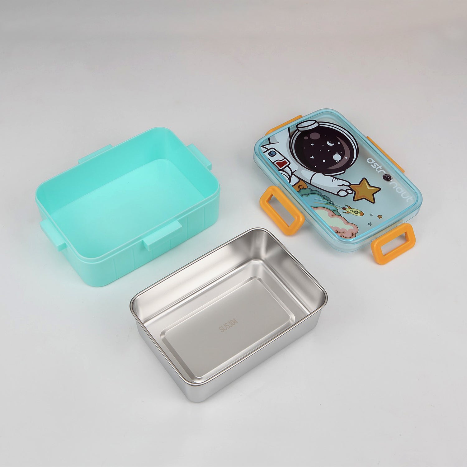 SINGLE COMPARTMENT ASTRONAUT PRINT INSULATED LUNCH BOX - BLUE