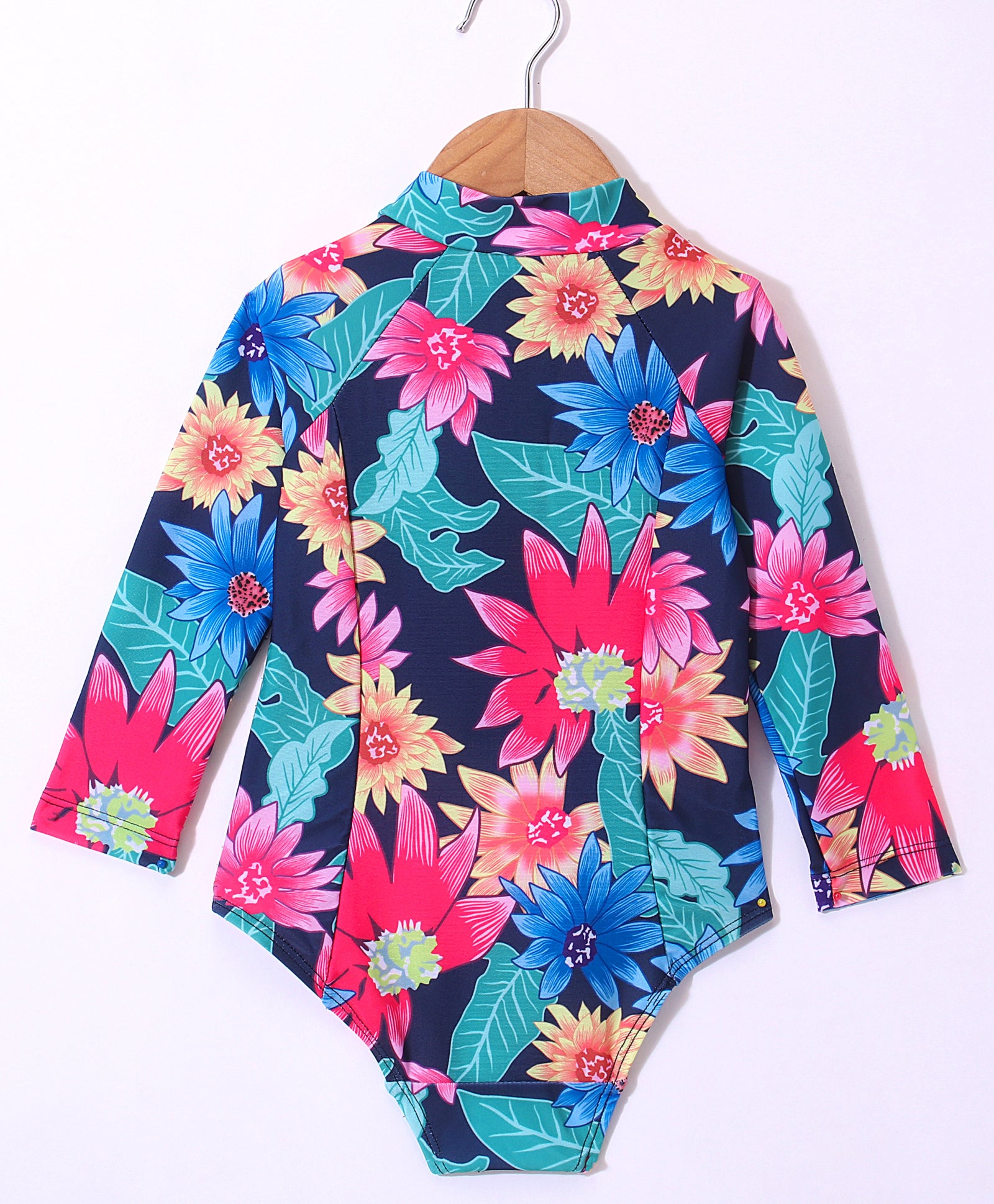 SUNFLOWER PRINTED FULL SLEEVES V CUT SWIMSUIT WITH CAP - MULTICOLOR (2 TO 6 YEARS)