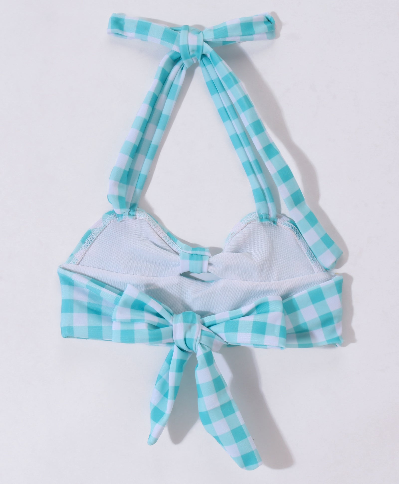 CHECKS PATTERN BIKINI STYLE 2 PIECE SWIMSUIT - LIGHT BLUE (1 TO 5 YEARS)