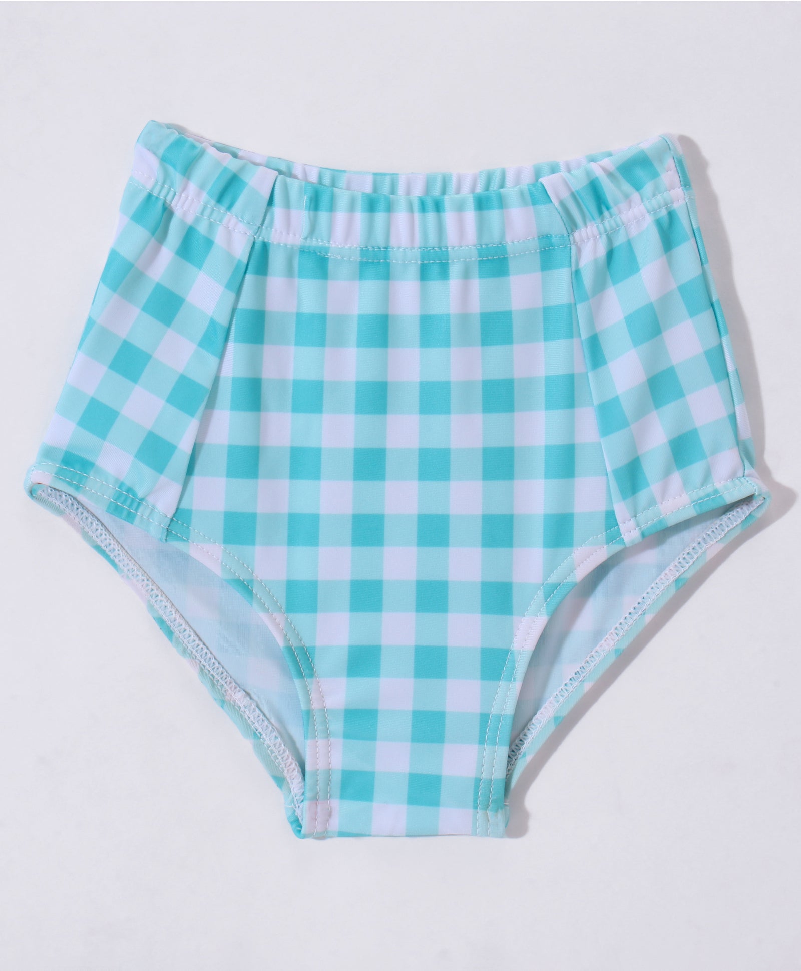CHECKS PATTERN BIKINI STYLE 2 PIECE SWIMSUIT - LIGHT BLUE (1 TO 5 YEARS)