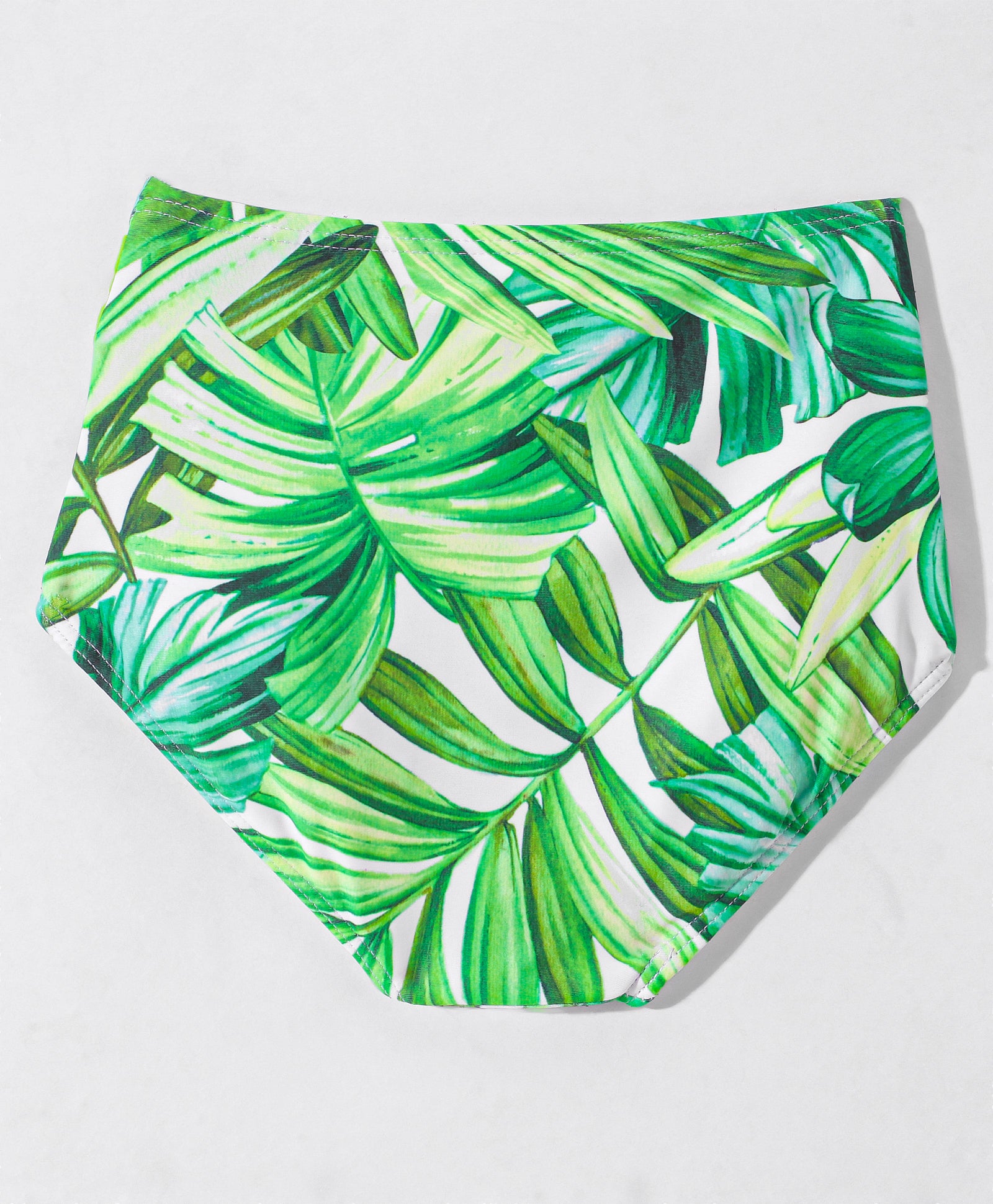 TROPICAL PRINT SPAGHETTI STYLE BUCKLE APPLIQUE 2 PIECE SWIMSUIT - GREEN (2 TO 9 YEARS)