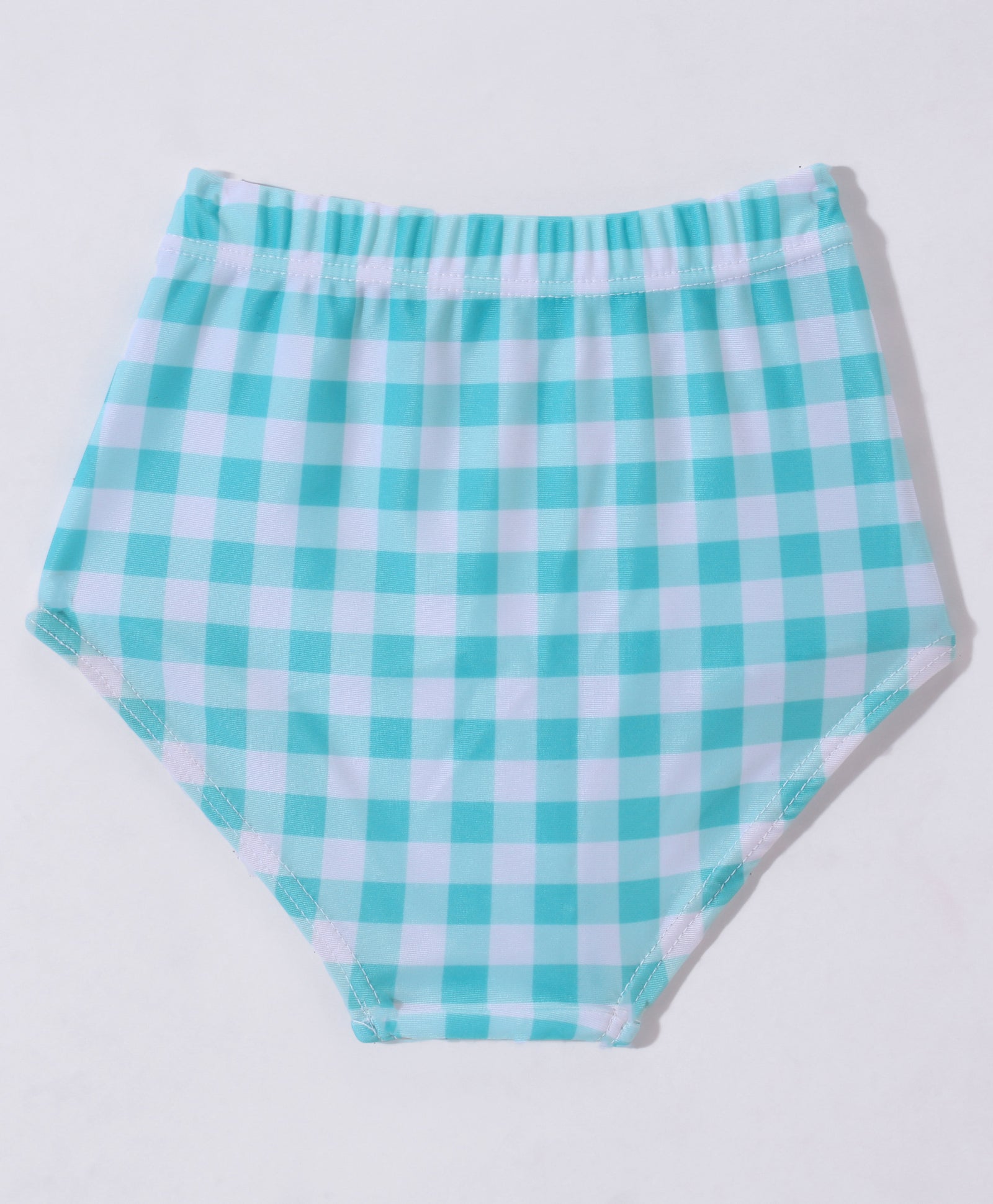 CHECKS PATTERN BIKINI STYLE 2 PIECE SWIMSUIT - LIGHT BLUE (1 TO 5 YEARS)