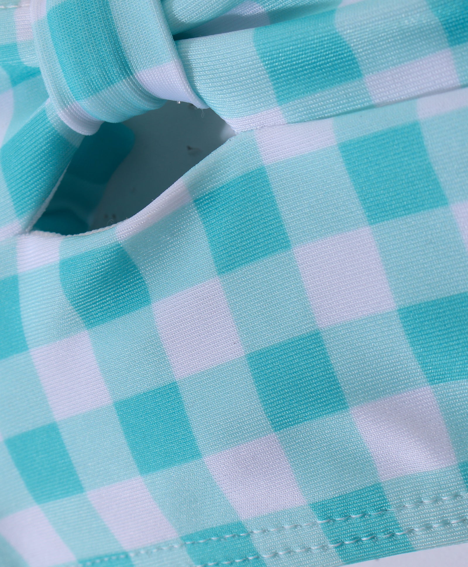 CHECKS PATTERN BIKINI STYLE 2 PIECE SWIMSUIT - LIGHT BLUE (1 TO 5 YEARS)