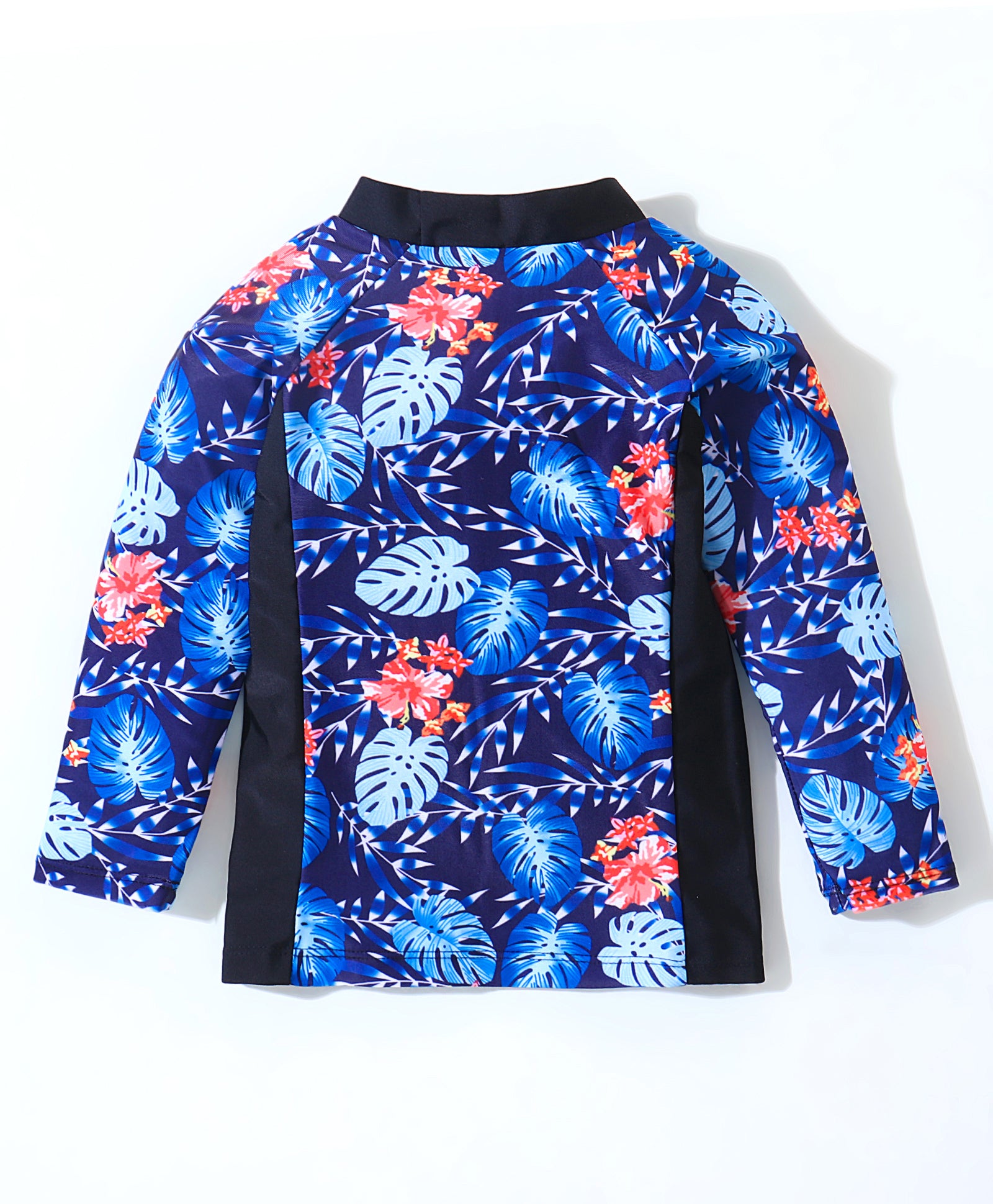 LEAVES PRINTED 3 PIECE SWIMSUIT - BLUE & BLACK (3 TO 10 YEARS)