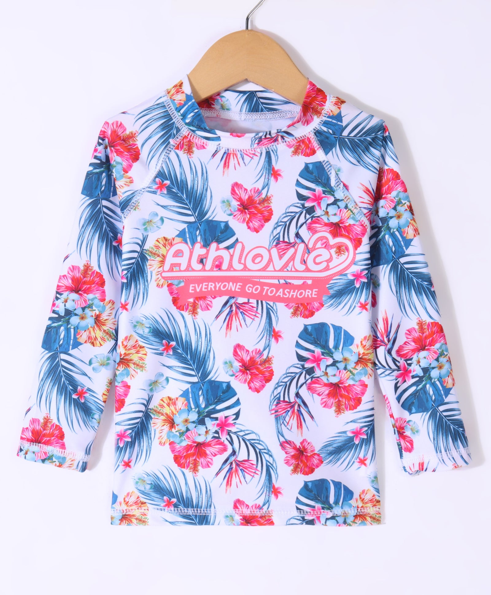 FLOWER PRINTED SKIRT STYLE FULL SLEEVES 2 PIECE SWIMSUIT - BLACK & BLUE (3 TO 10 YEARS)