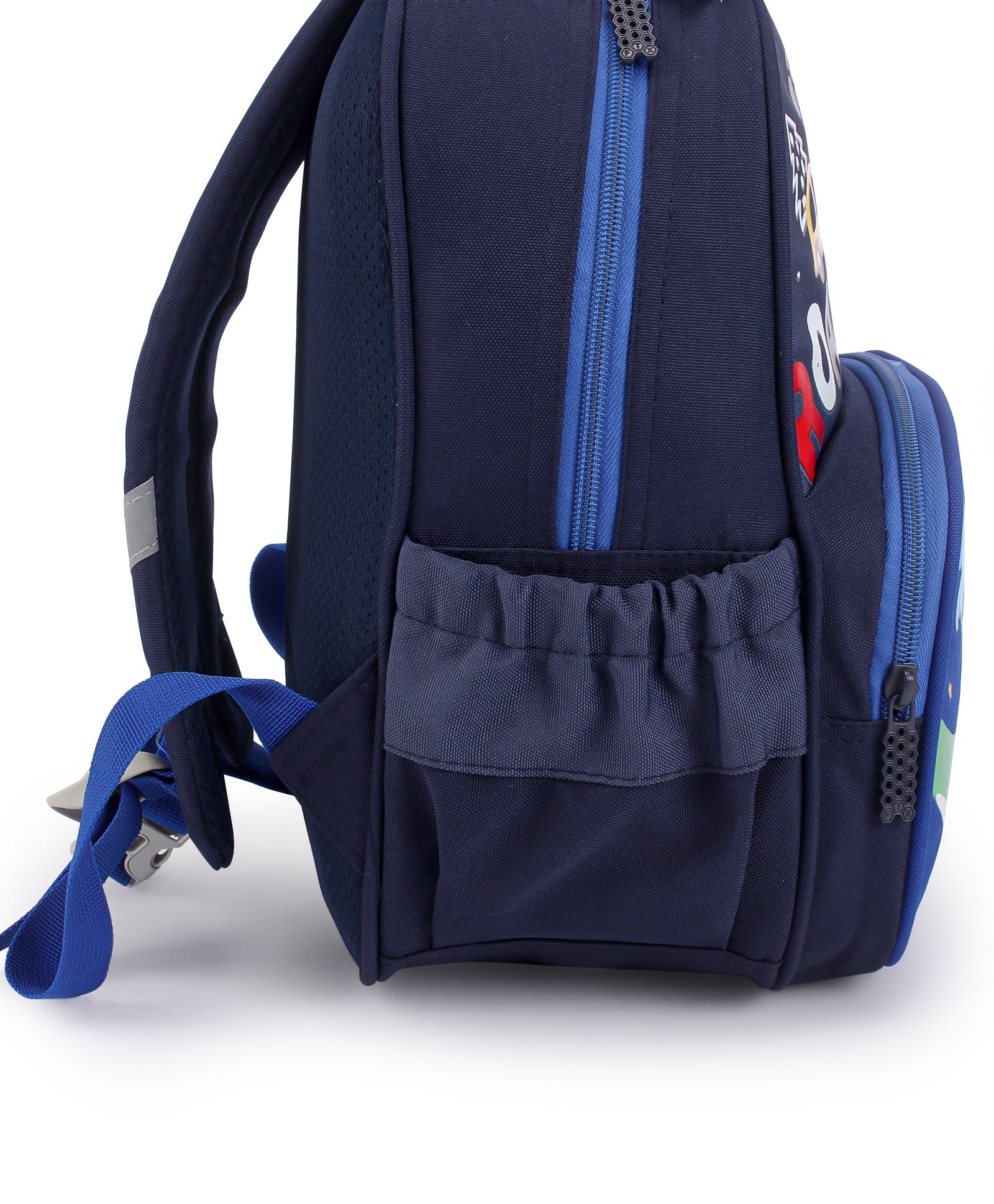Cap Applique Dinosaur Print Backpack - Dark Blue