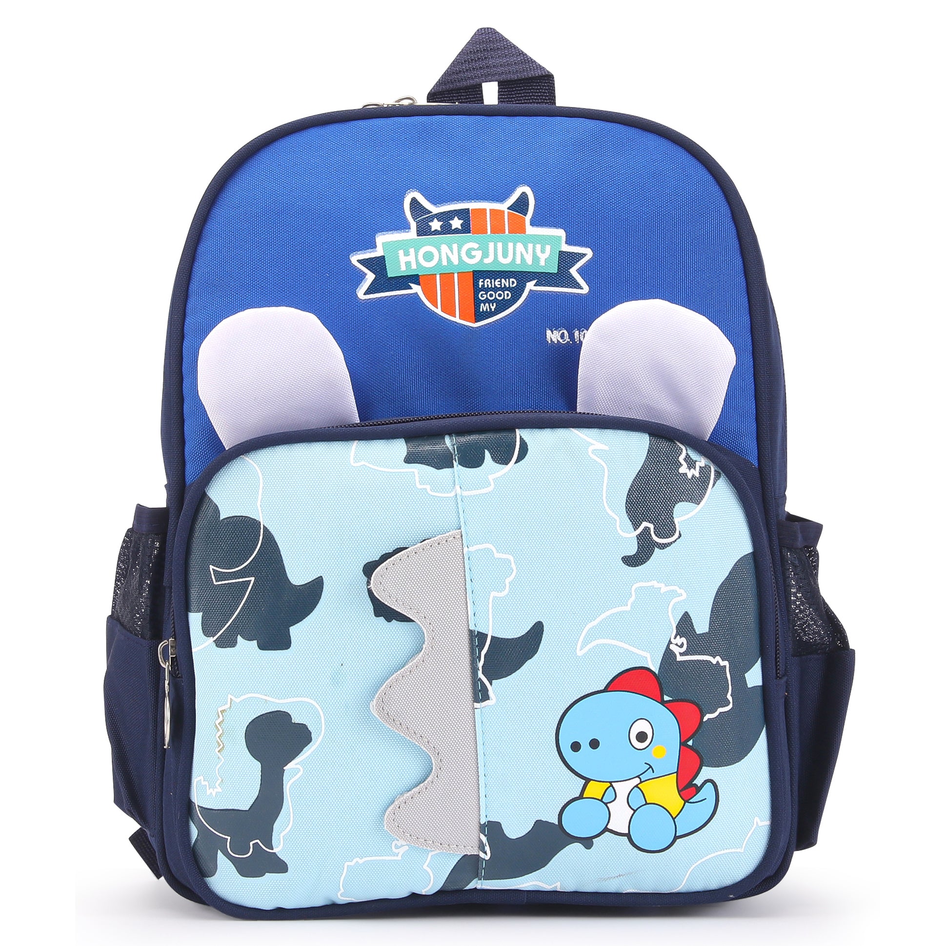 Dinosaur Print Double Pocket Backpack - Blue