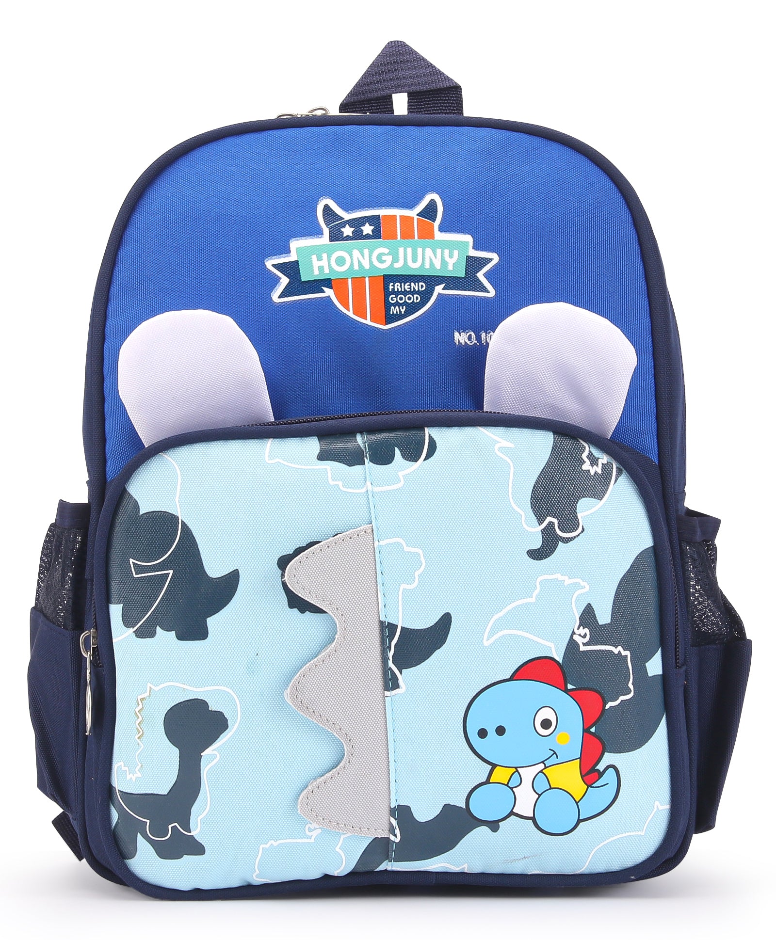 Dinosaur Print Double Pocket Backpack - Blue