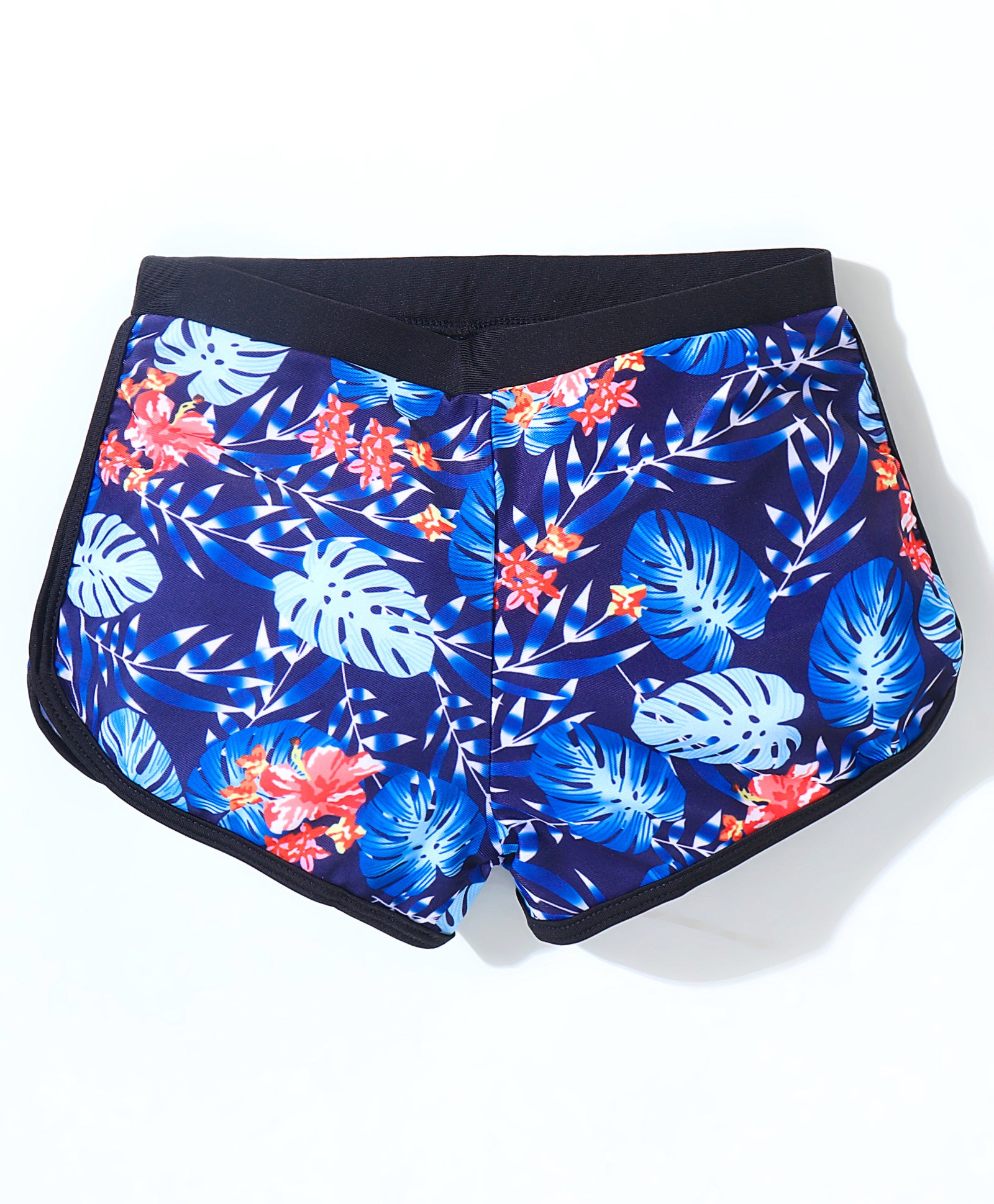 LEAVES PRINTED 3 PIECE SWIMSUIT - BLUE & BLACK (3 TO 10 YEARS)