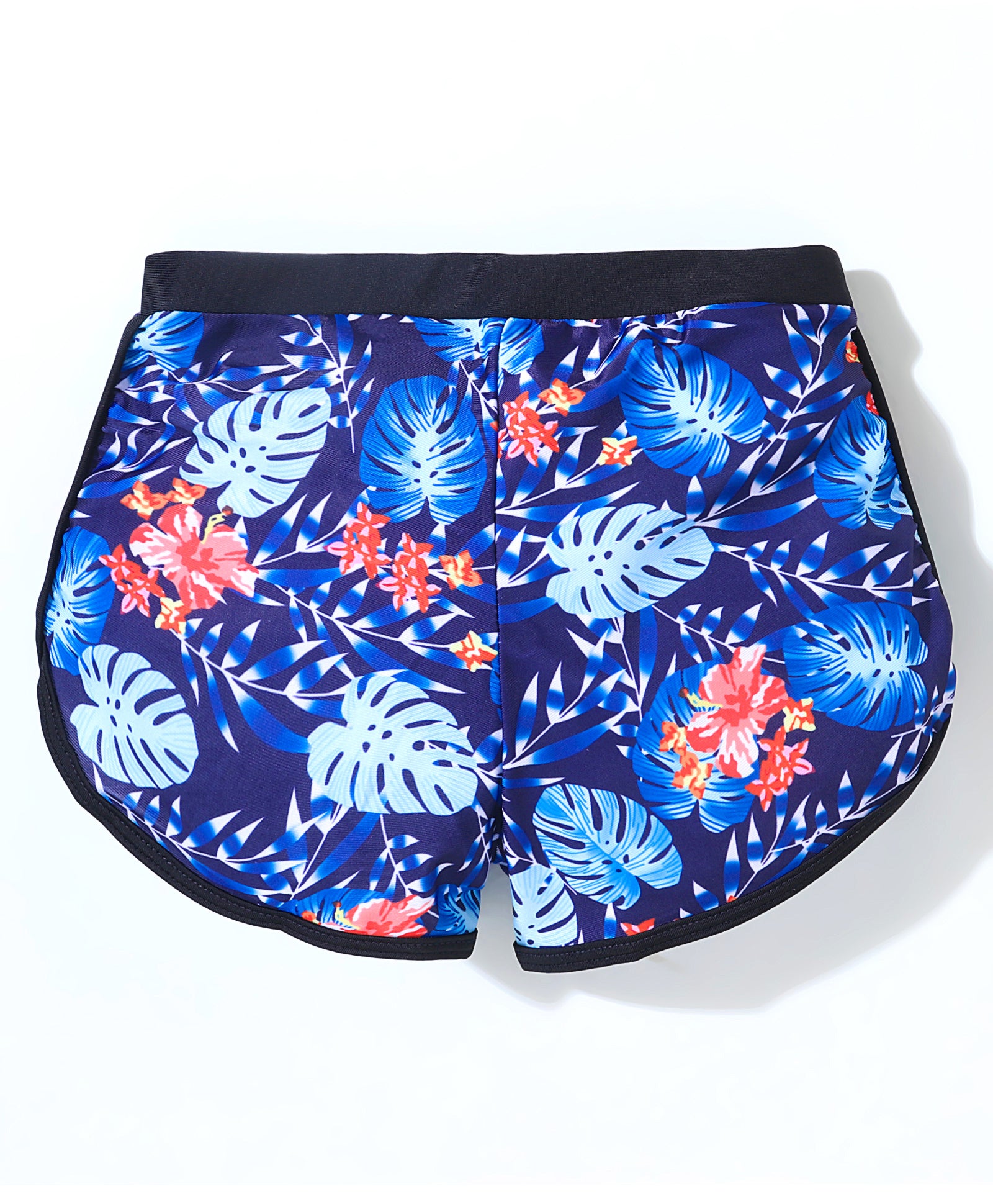 LEAVES PRINTED 3 PIECE SWIMSUIT - BLUE & BLACK (3 TO 10 YEARS)