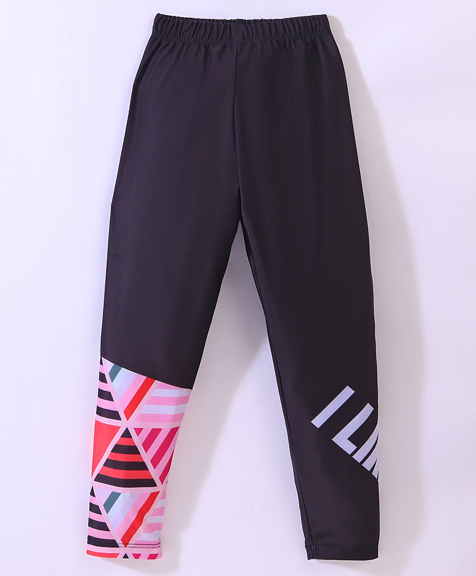 ABSTRACT PRINT FULL SLEEVES 2 PIECE SWIMSUIT - PINK & BLACK (3 TO 10 YEARS)