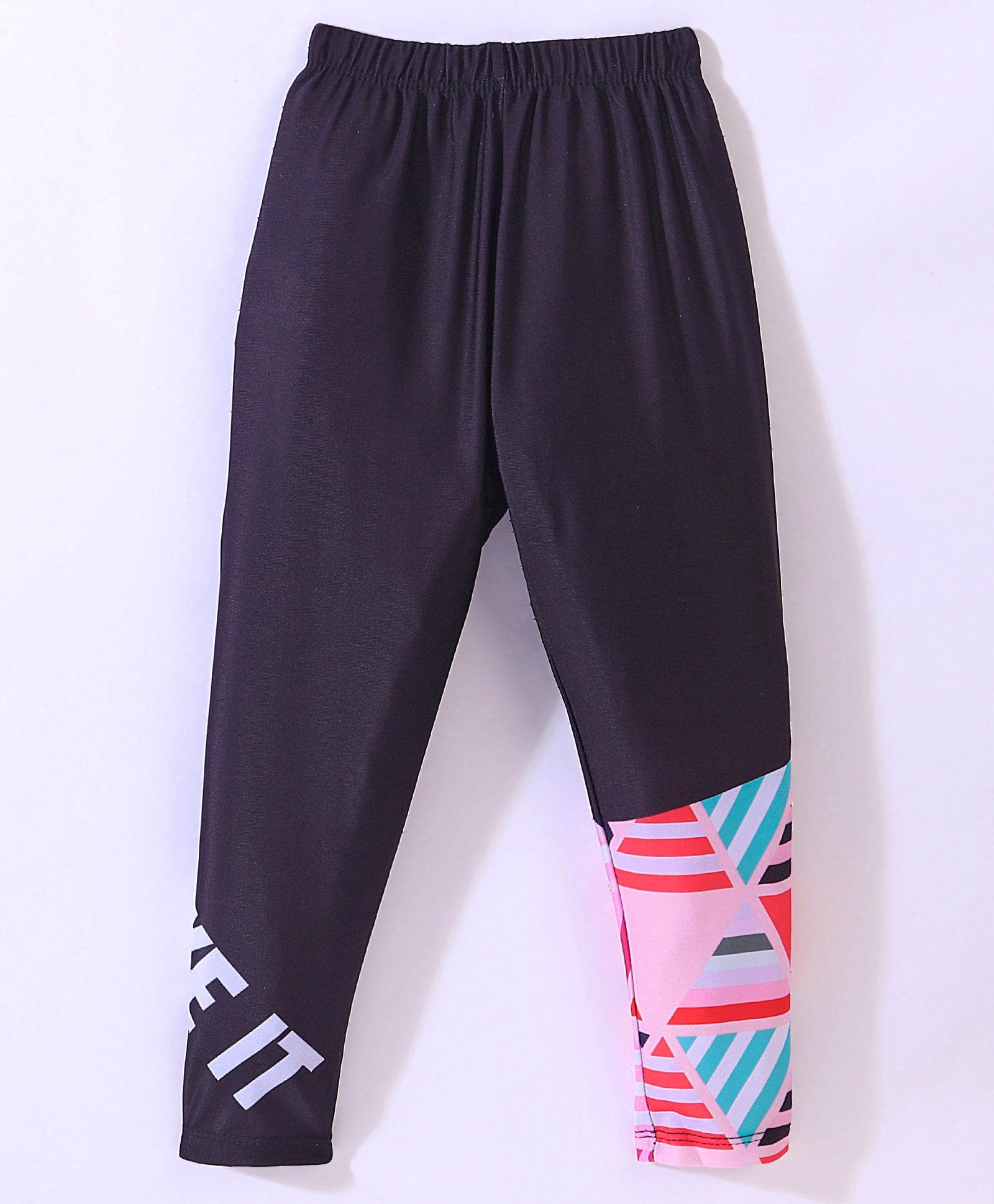 ABSTRACT PRINT FULL SLEEVES 2 PIECE SWIMSUIT - PINK & BLACK (3 TO 10 YEARS)
