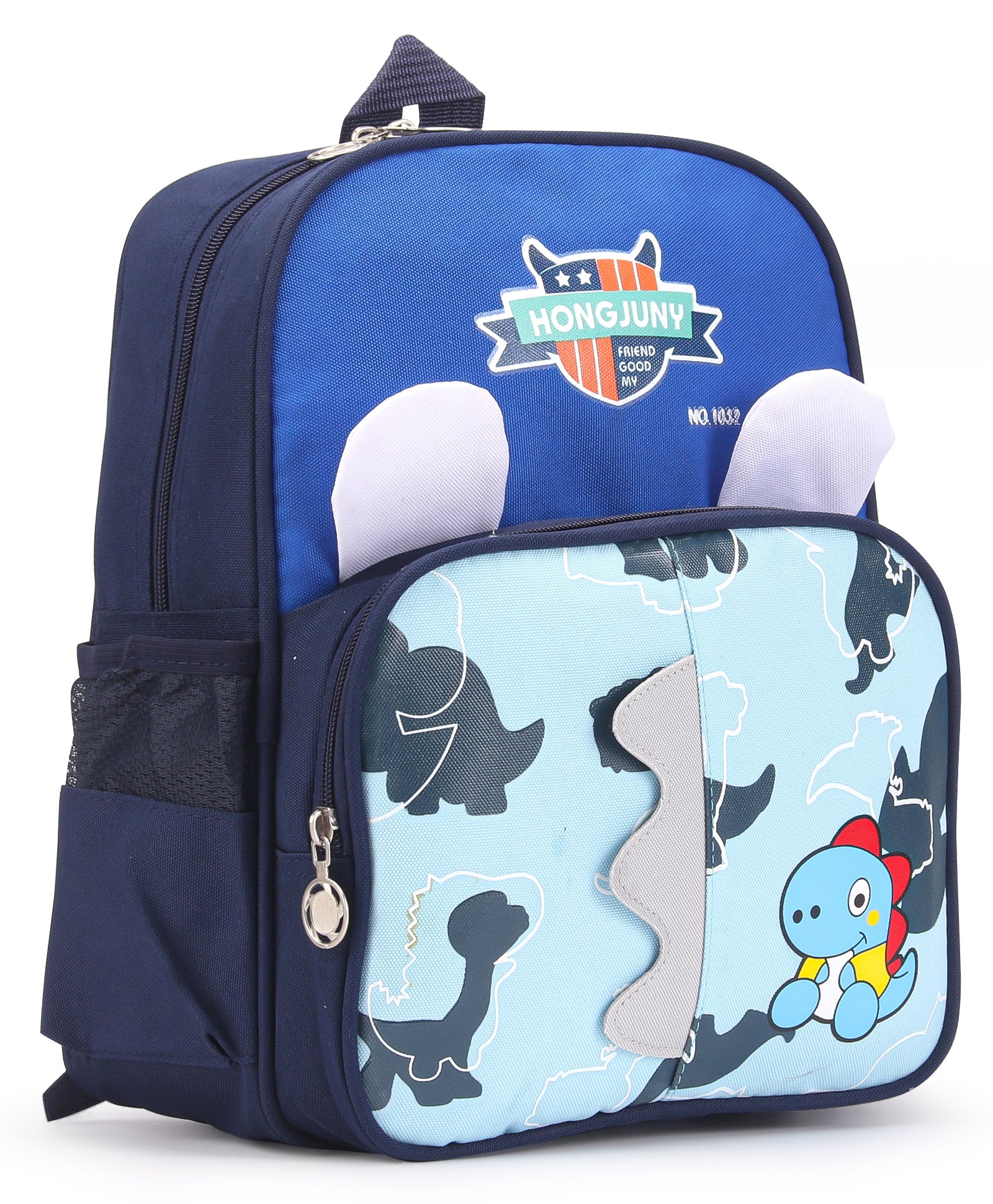 Dinosaur Print Double Pocket Backpack - Blue