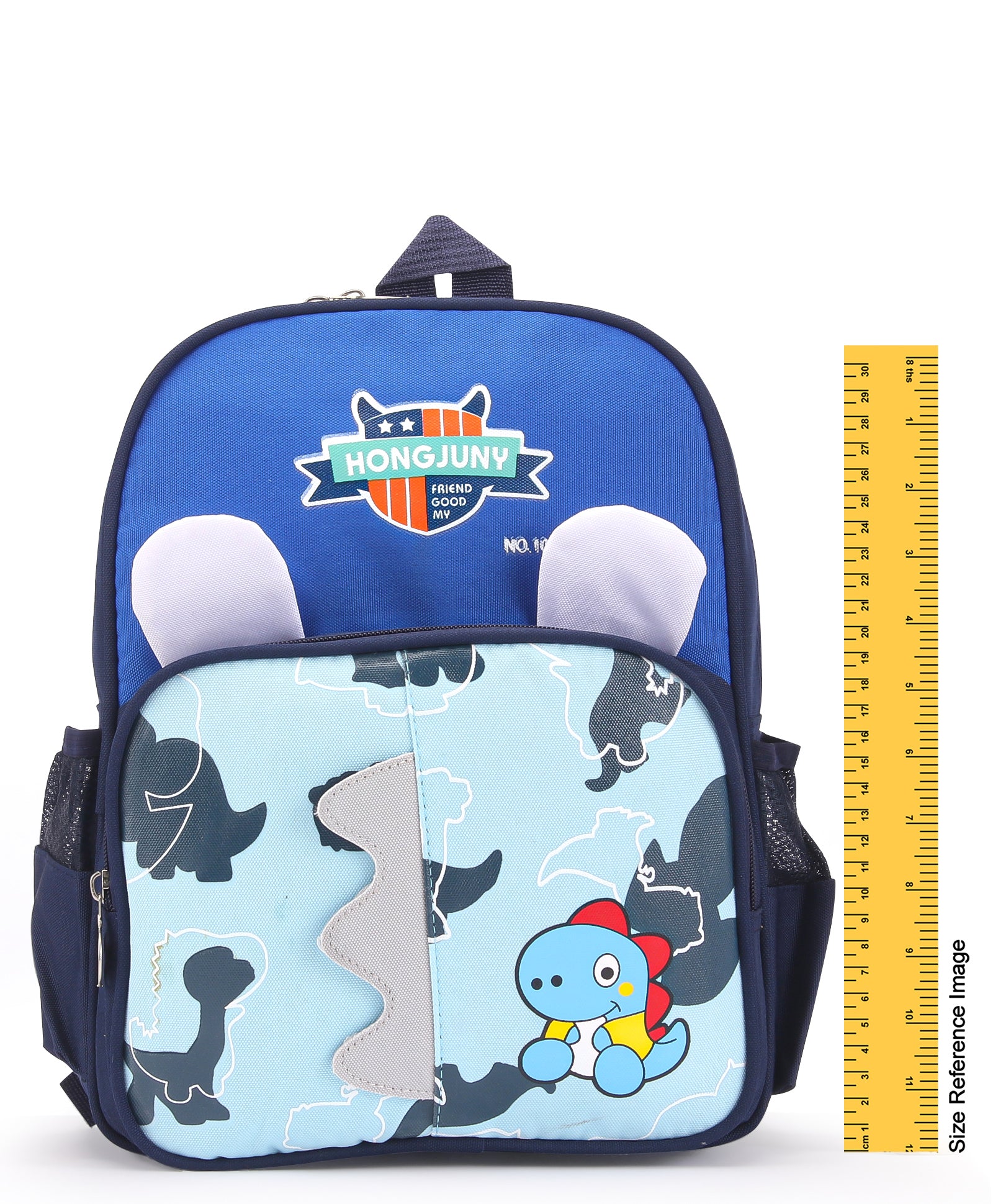 Dinosaur Print Double Pocket Backpack - Blue