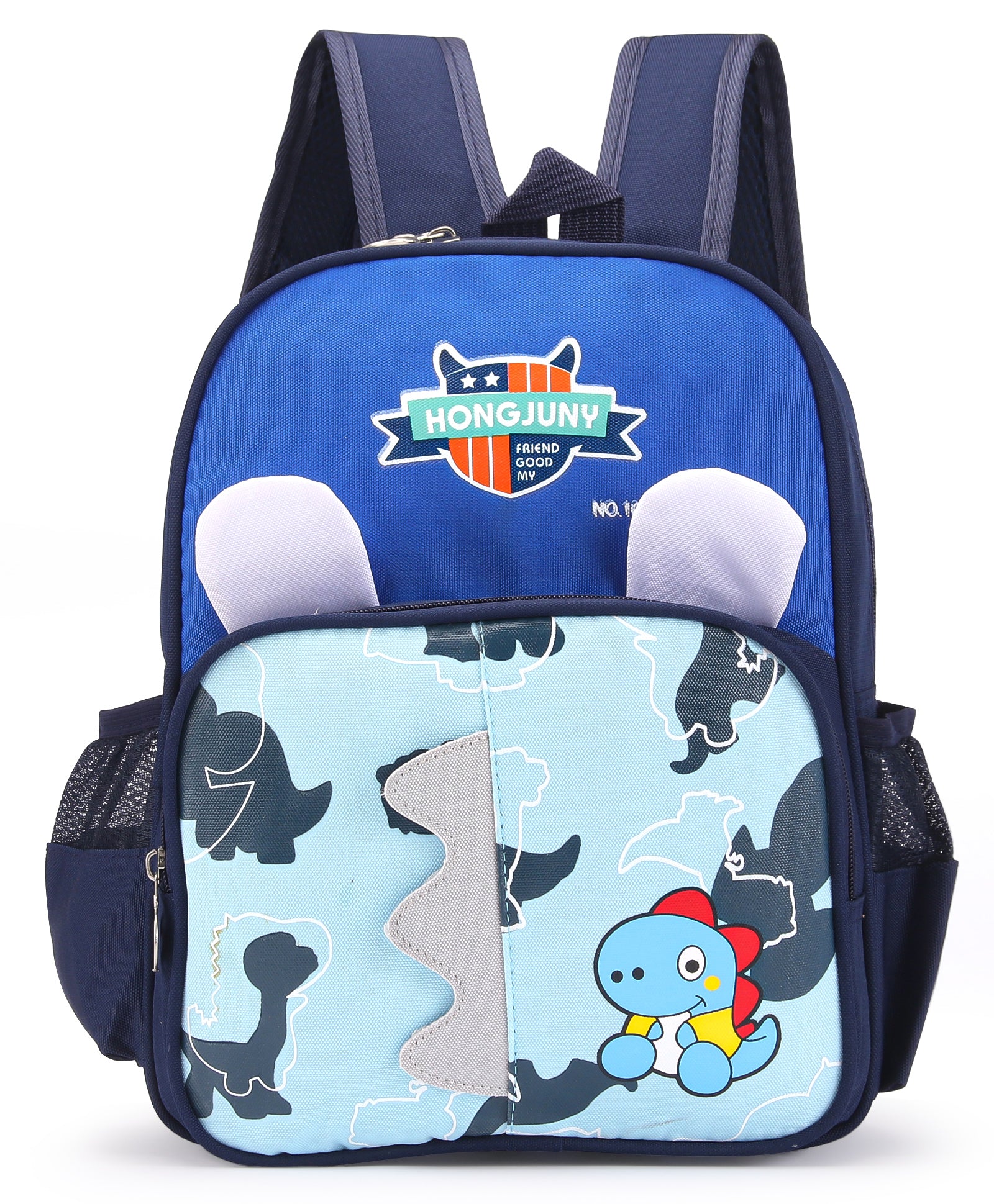 Dinosaur Print Double Pocket Backpack - Blue