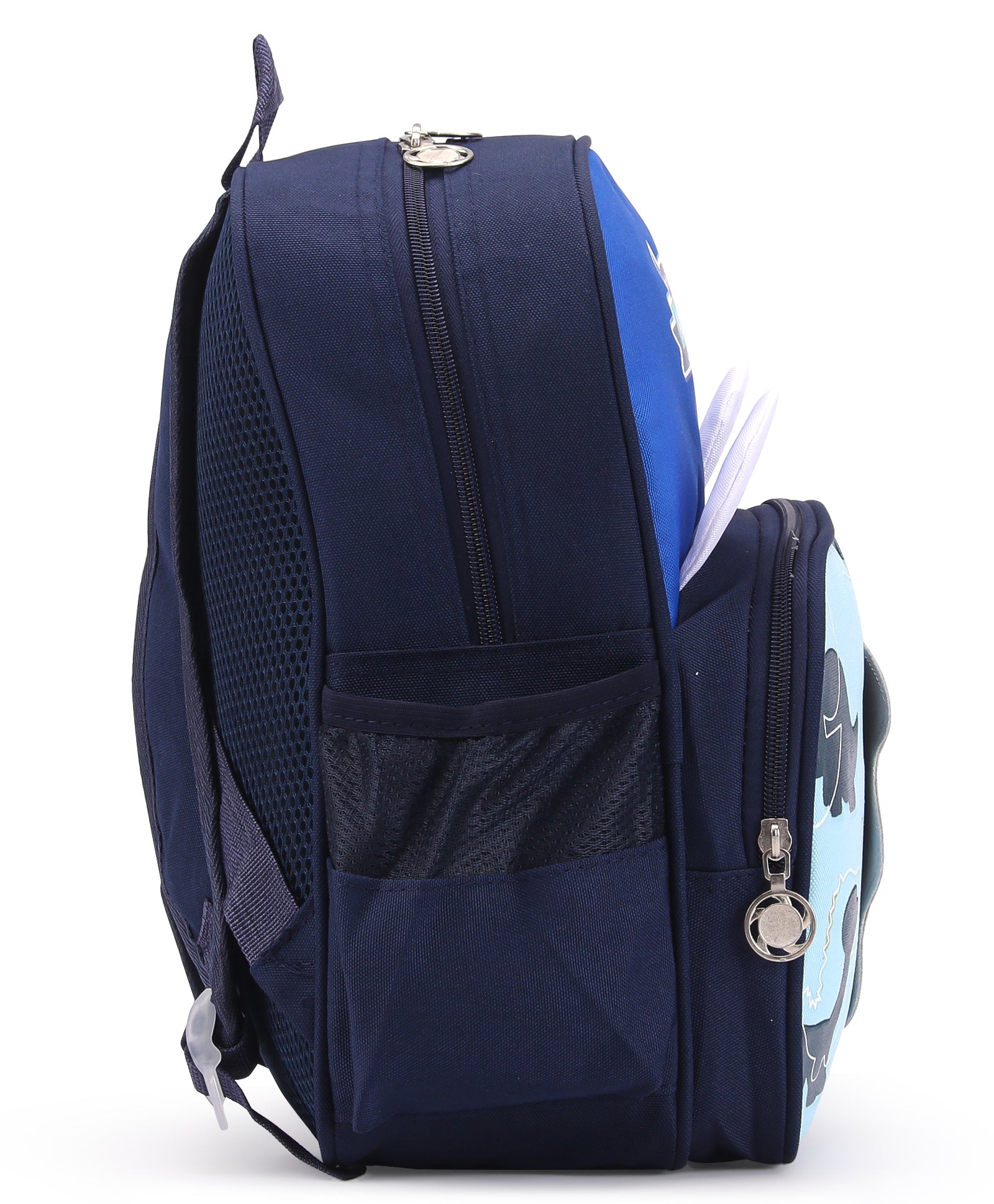 Dinosaur Print Double Pocket Backpack - Blue