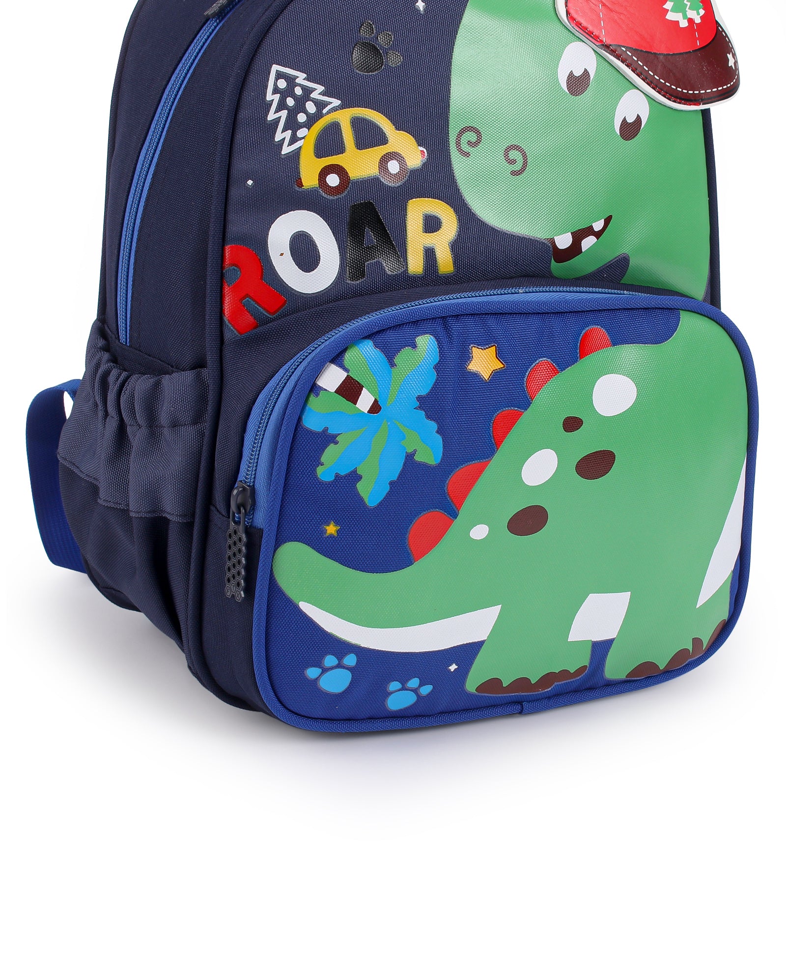 Cap Applique Dinosaur Print Backpack - Dark Blue