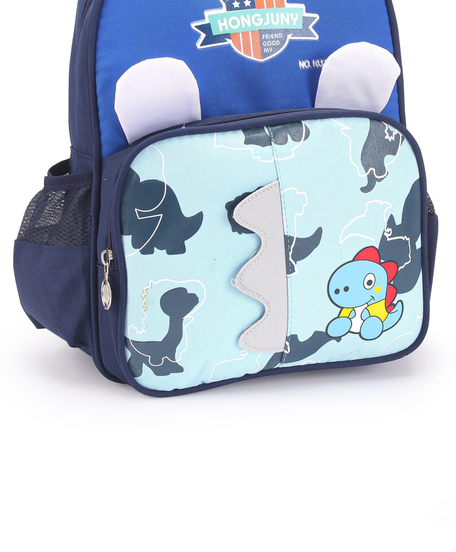Dinosaur Print Double Pocket Backpack - Blue