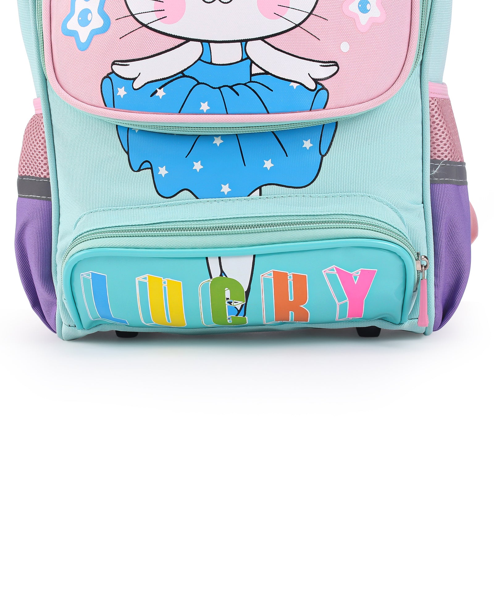 Kitten Print Front Open Backpack - Sea Green