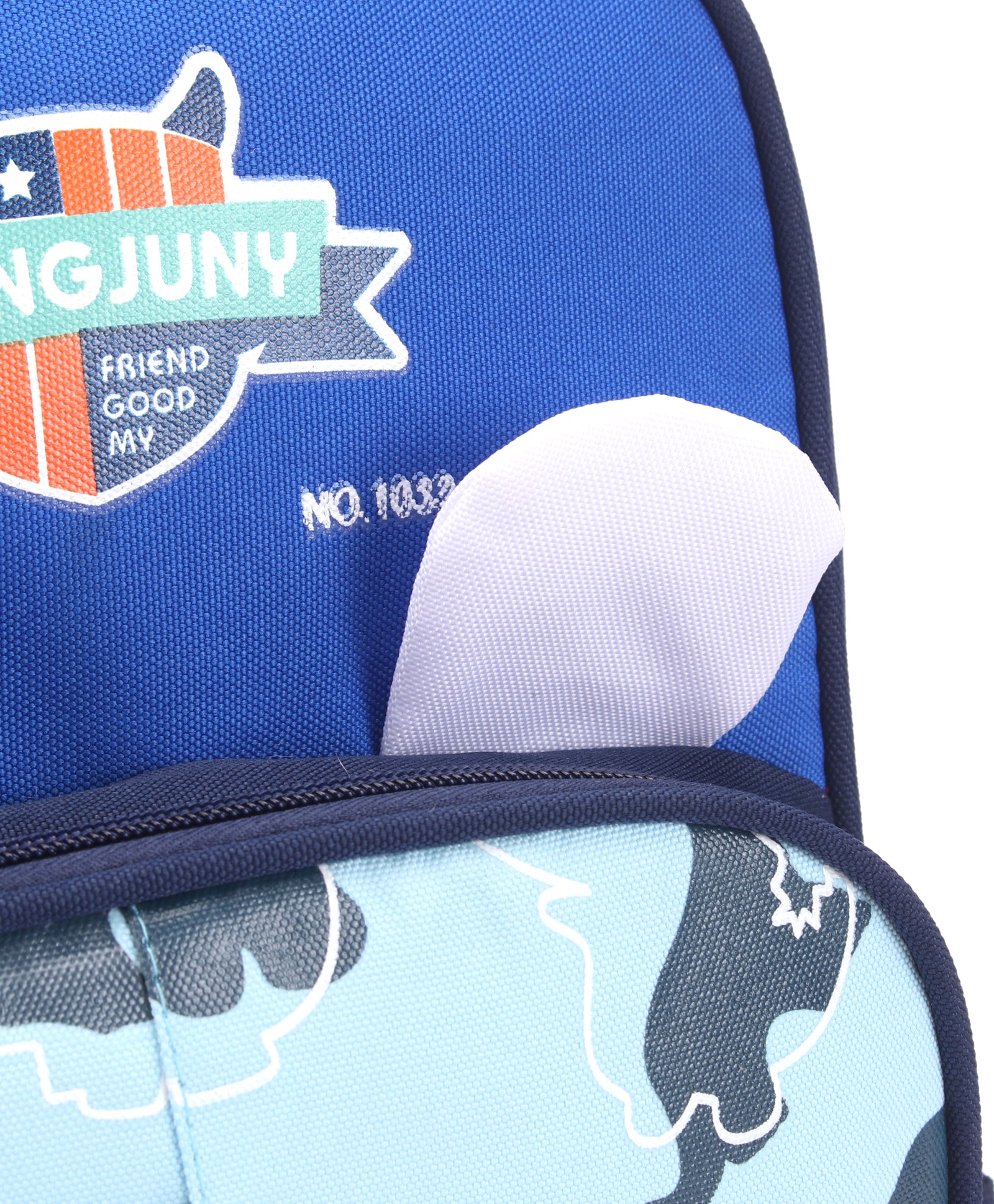 Dinosaur Print Double Pocket Backpack - Blue