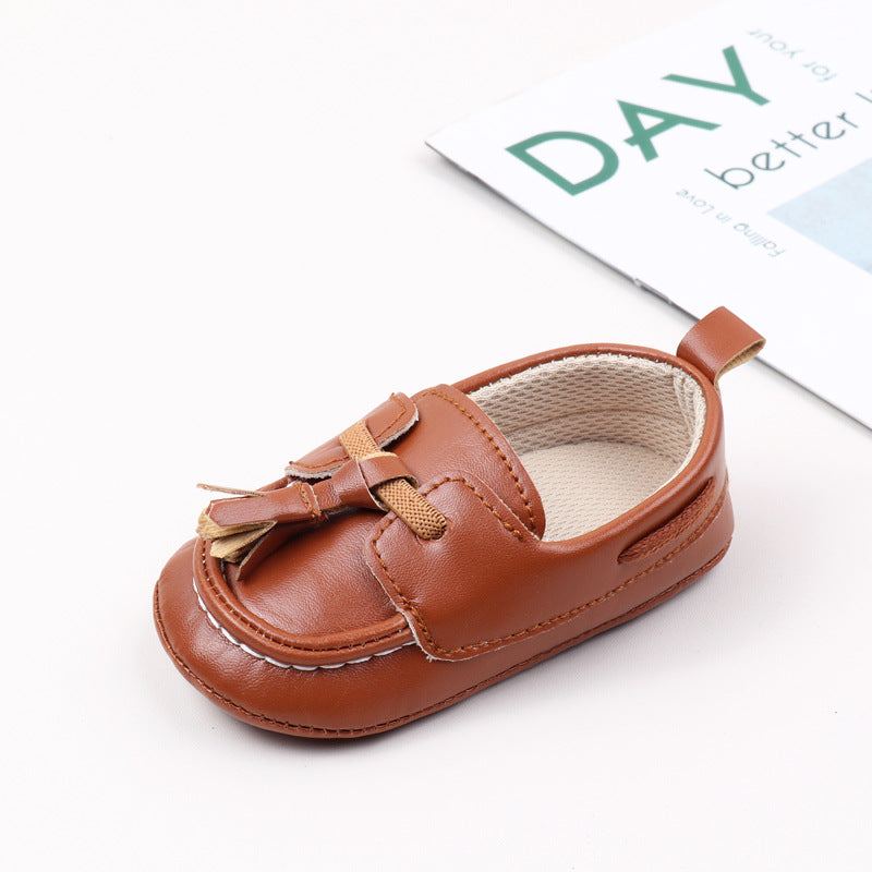 Tassel Applique Loafer Style Booties - Brown