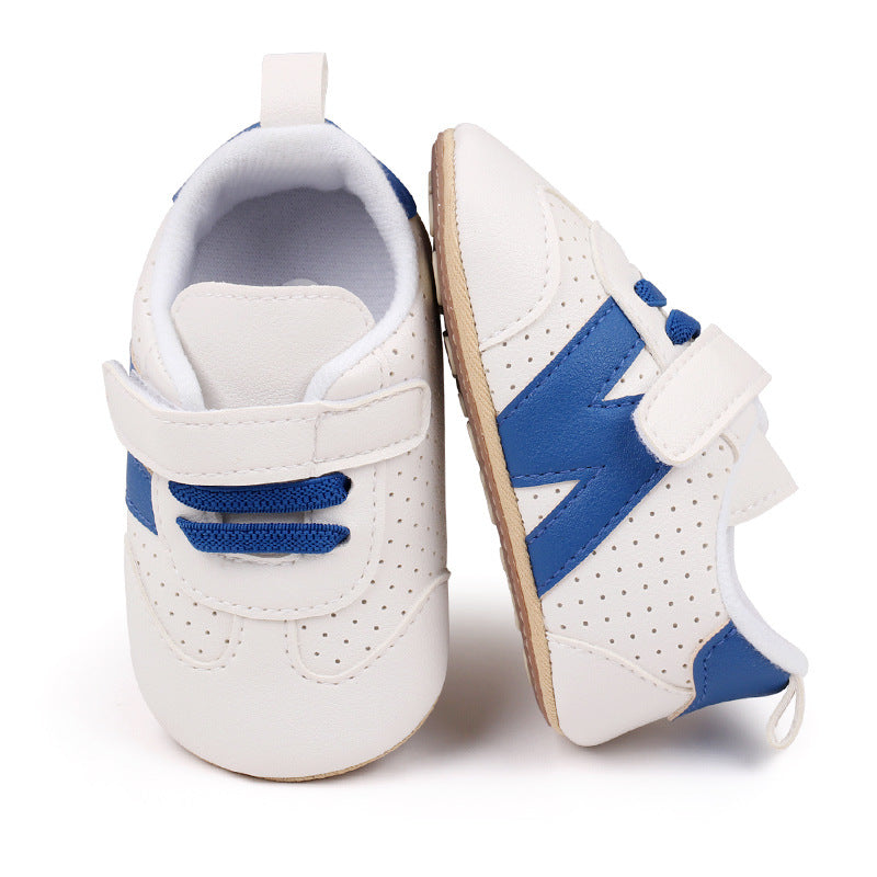 Color Patch Shoe Style Booties - White & Blue