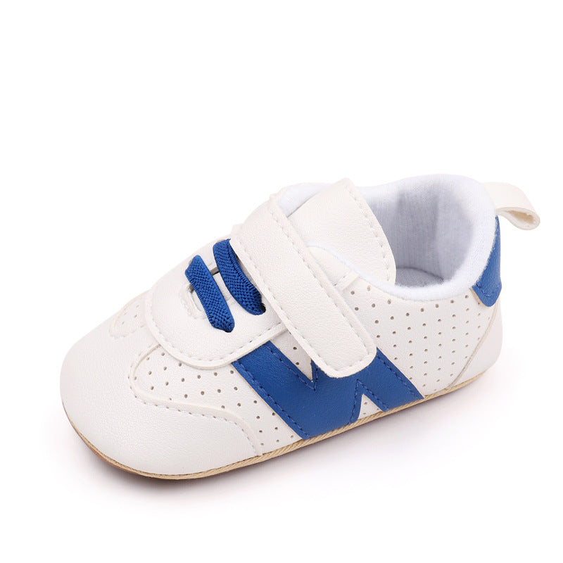 Color Patch Shoe Style Booties - White & Blue
