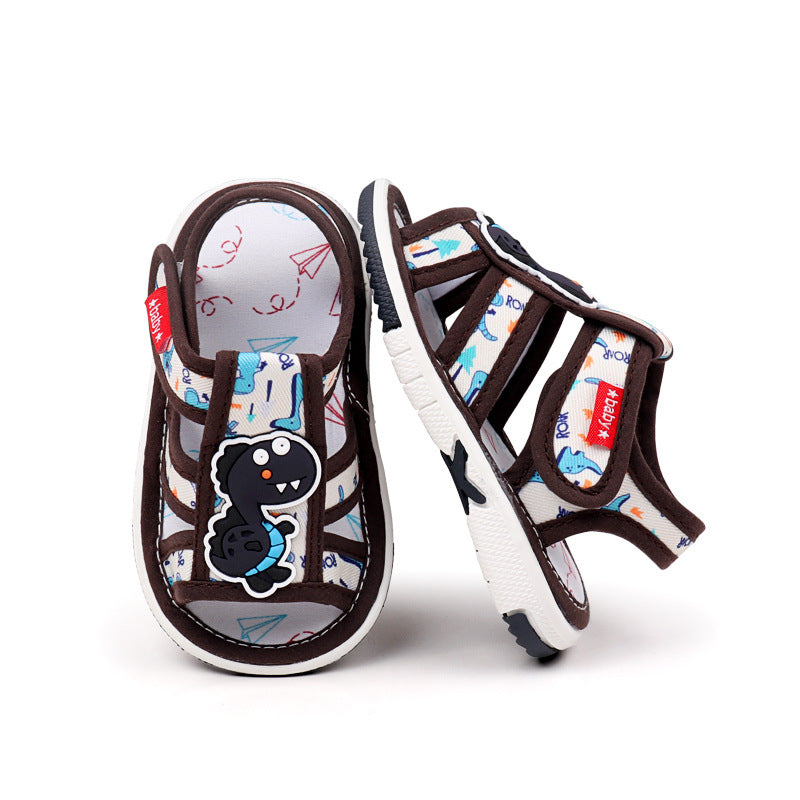 Dinosaur Patch Hollow Out Musical Booties - Brown