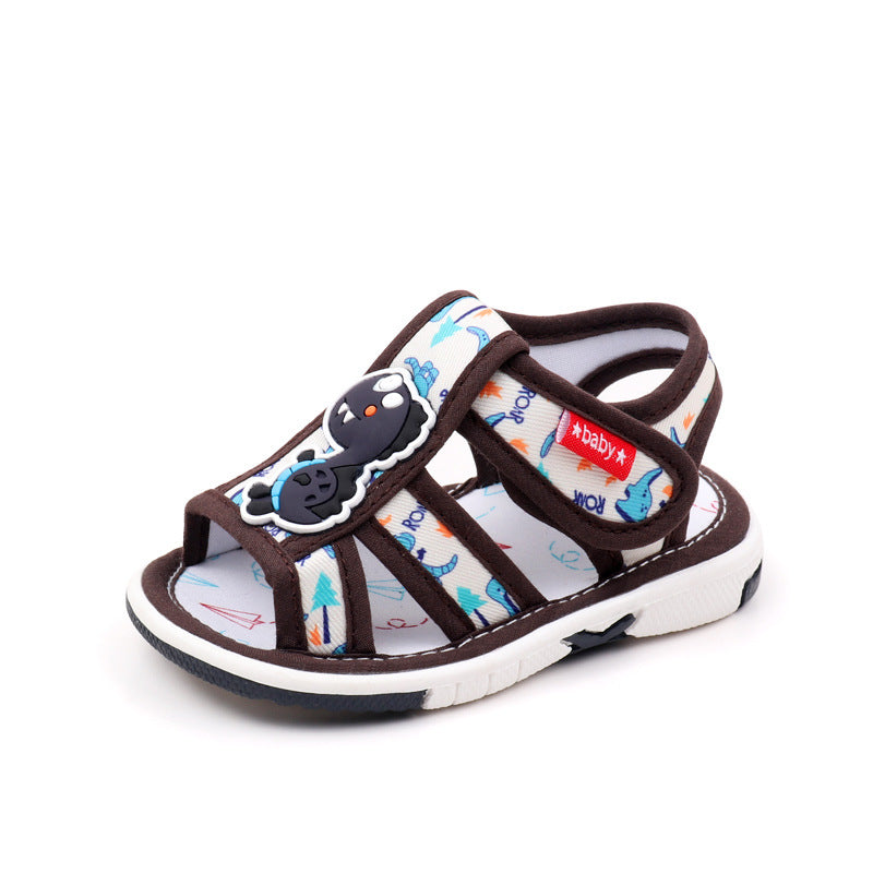 Dinosaur Patch Hollow Out Musical Booties - Brown