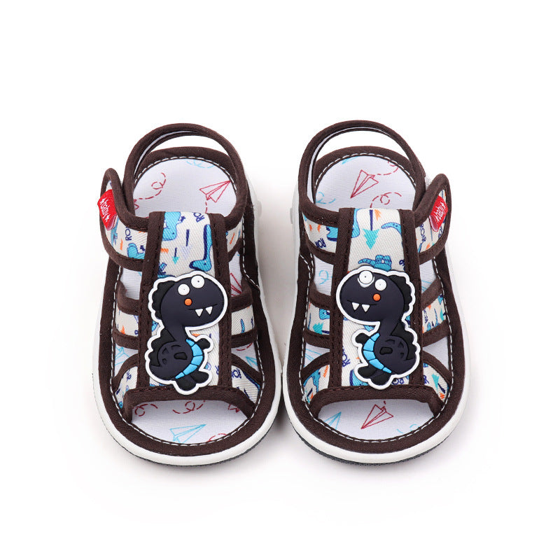 Dinosaur Patch Hollow Out Musical Booties - Brown