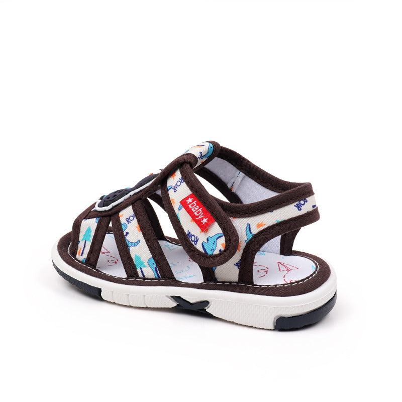 Dinosaur Patch Hollow Out Musical Booties - Brown