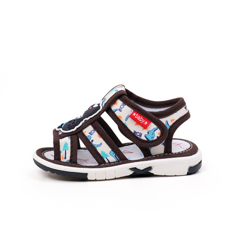 Dinosaur Patch Hollow Out Musical Booties - Brown