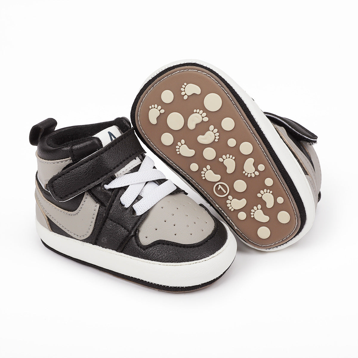Lace Design High Top Booties - Black & Grey