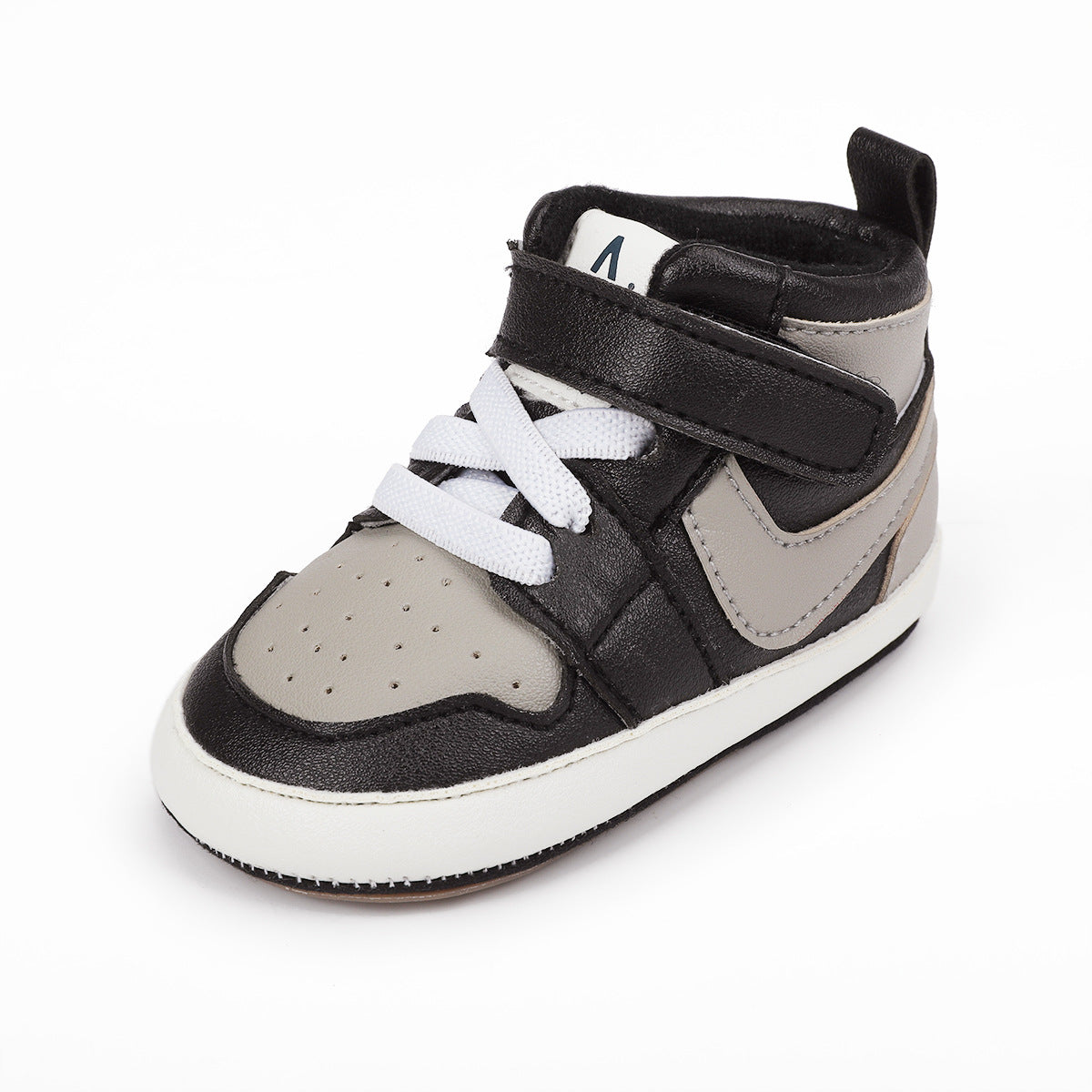 Lace Design High Top Booties - Black & Grey
