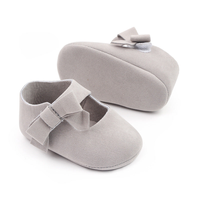 Side Bow Applique Booties - Grey