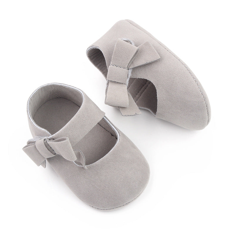 Side Bow Applique Booties - Grey
