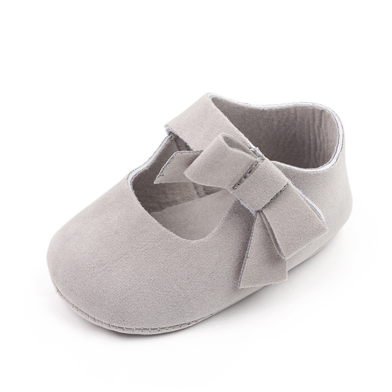 Side Bow Applique Booties - Grey
