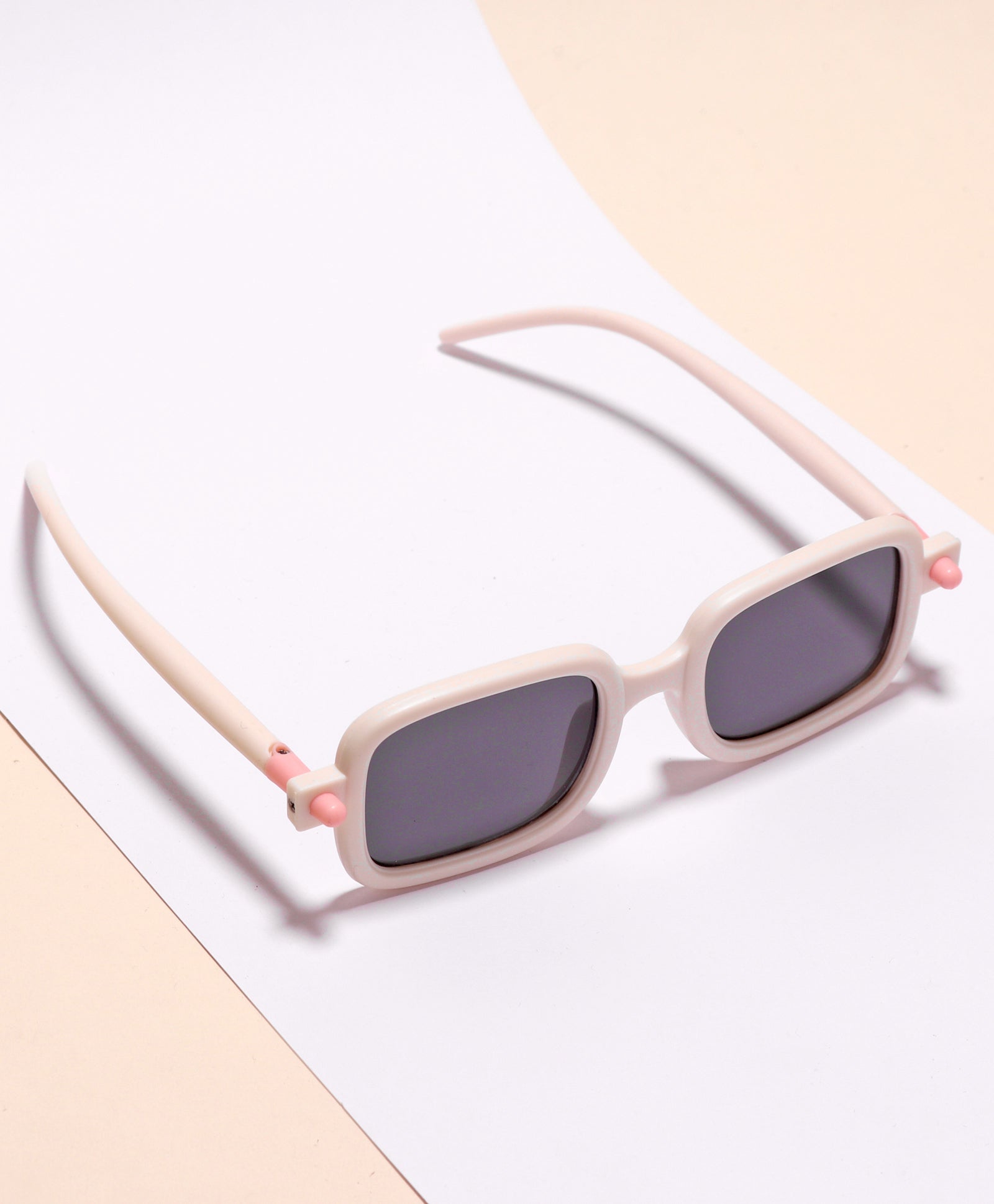SOLID SUQARE SHAPE SUNGLASSES CREAM  (3 YEARS TO 8 YEARS)