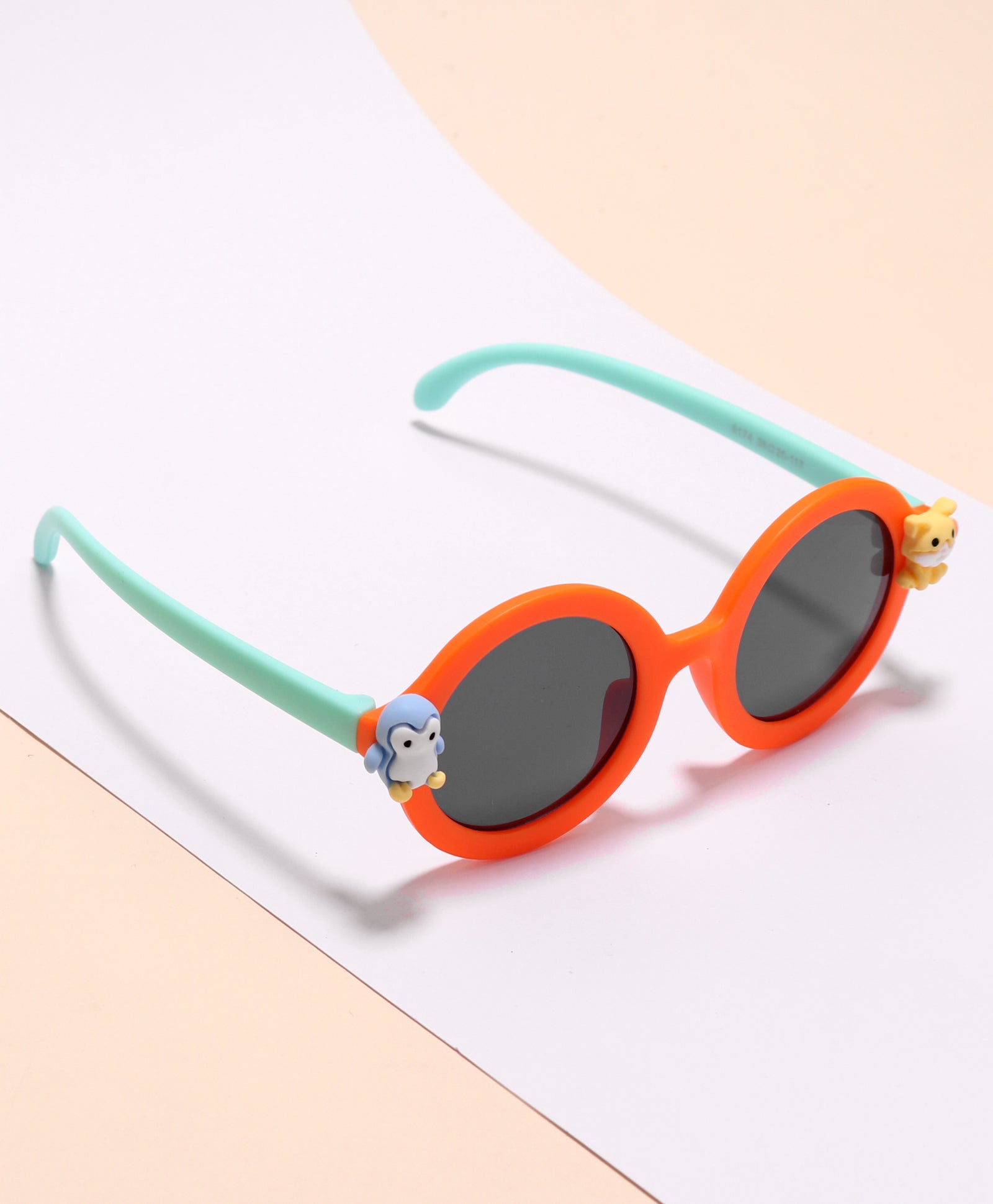 CARTOON APPLIQUE ROUND SUNGLASSES - ORANGE  (2 YEARS TO 6 YEARS)