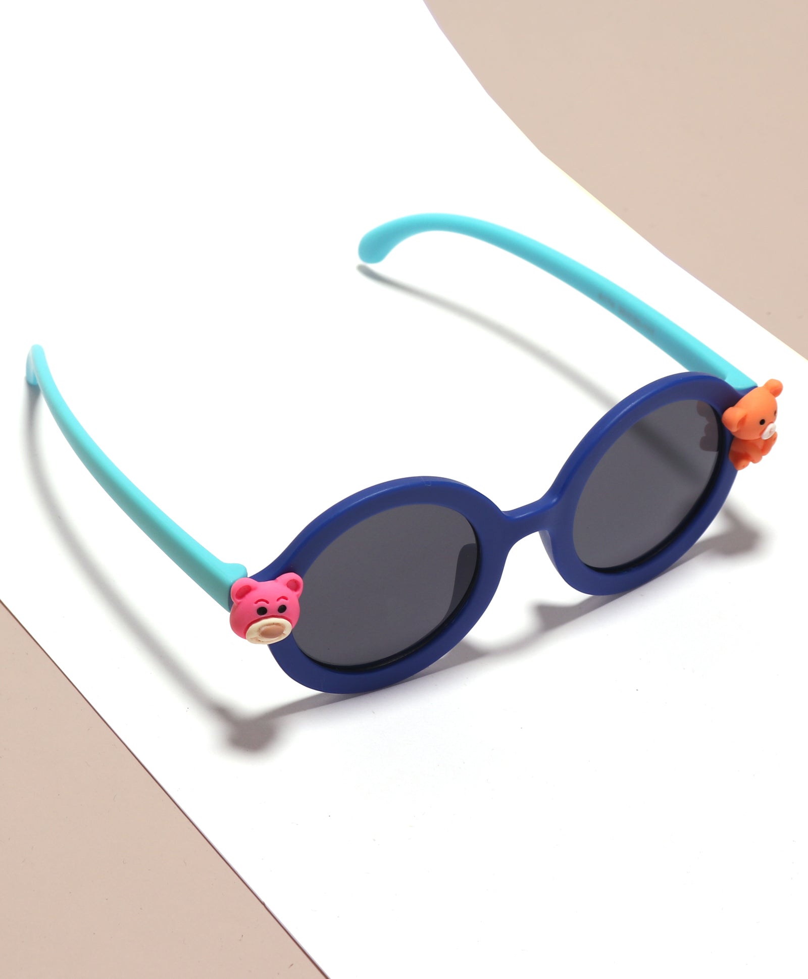 CARTOON APPLIQUE ROUND SUNGLASSES DARK BLUE  (2 YEARS TO 6 YEARS)
