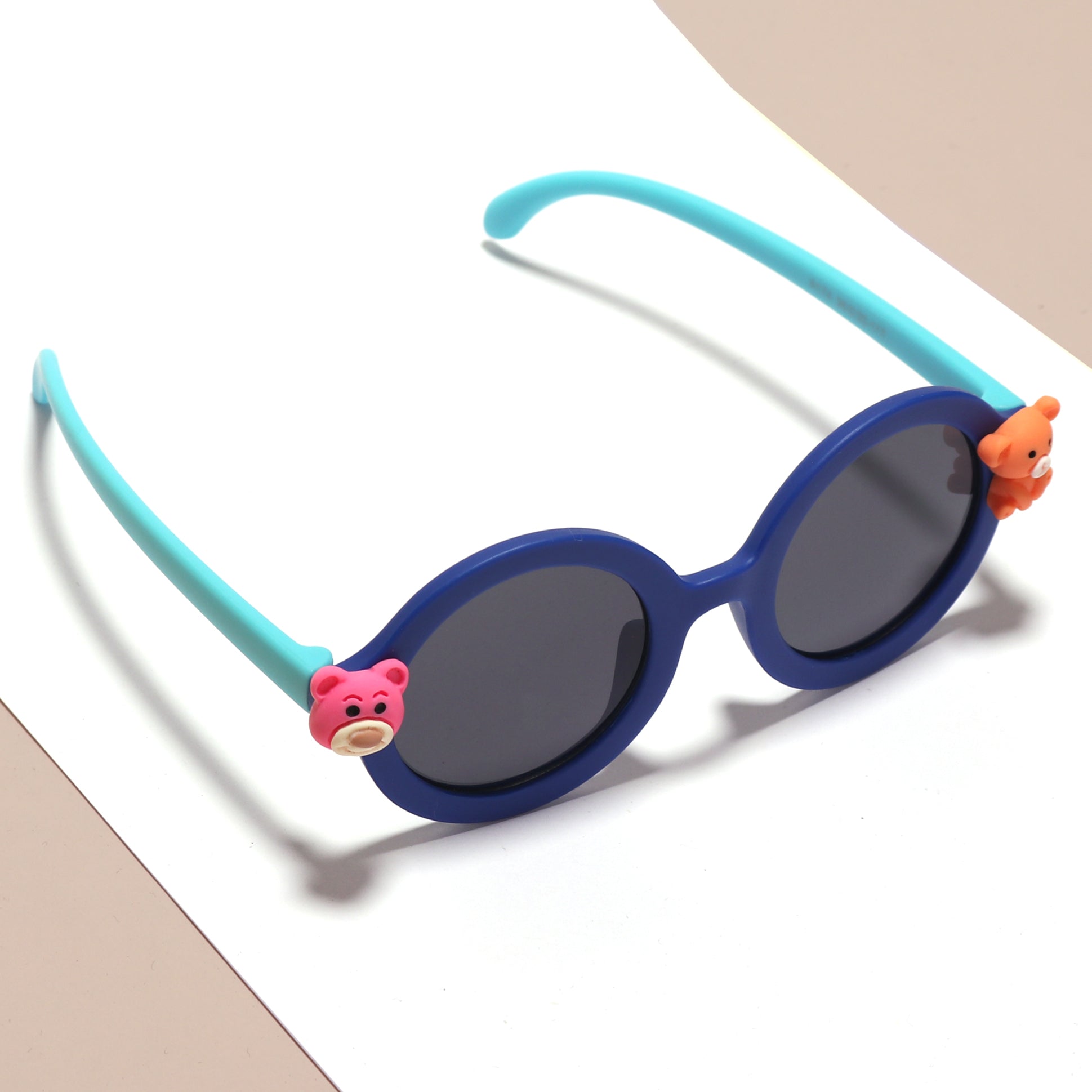 CARTOON APPLIQUE ROUND SUNGLASSES DARK BLUE  (2 YEARS TO 6 YEARS)