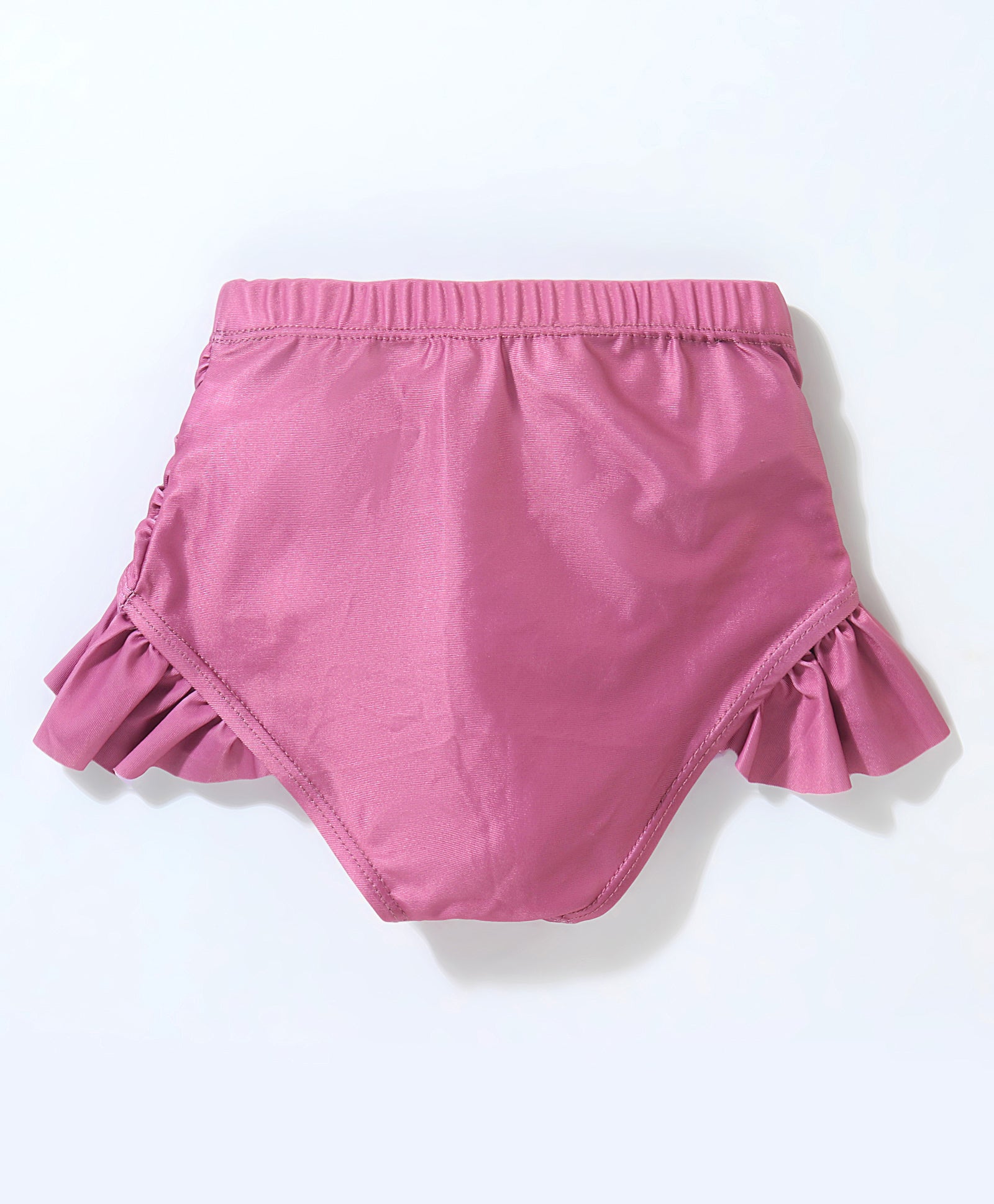 FLORAL PRINTED CROP TOP & HIGH WAIST SHORTS STYLE 2 PIECE SWIMSUIT WITH CAP  - BLACK & MAUVE (2 TO 6 YEARS)