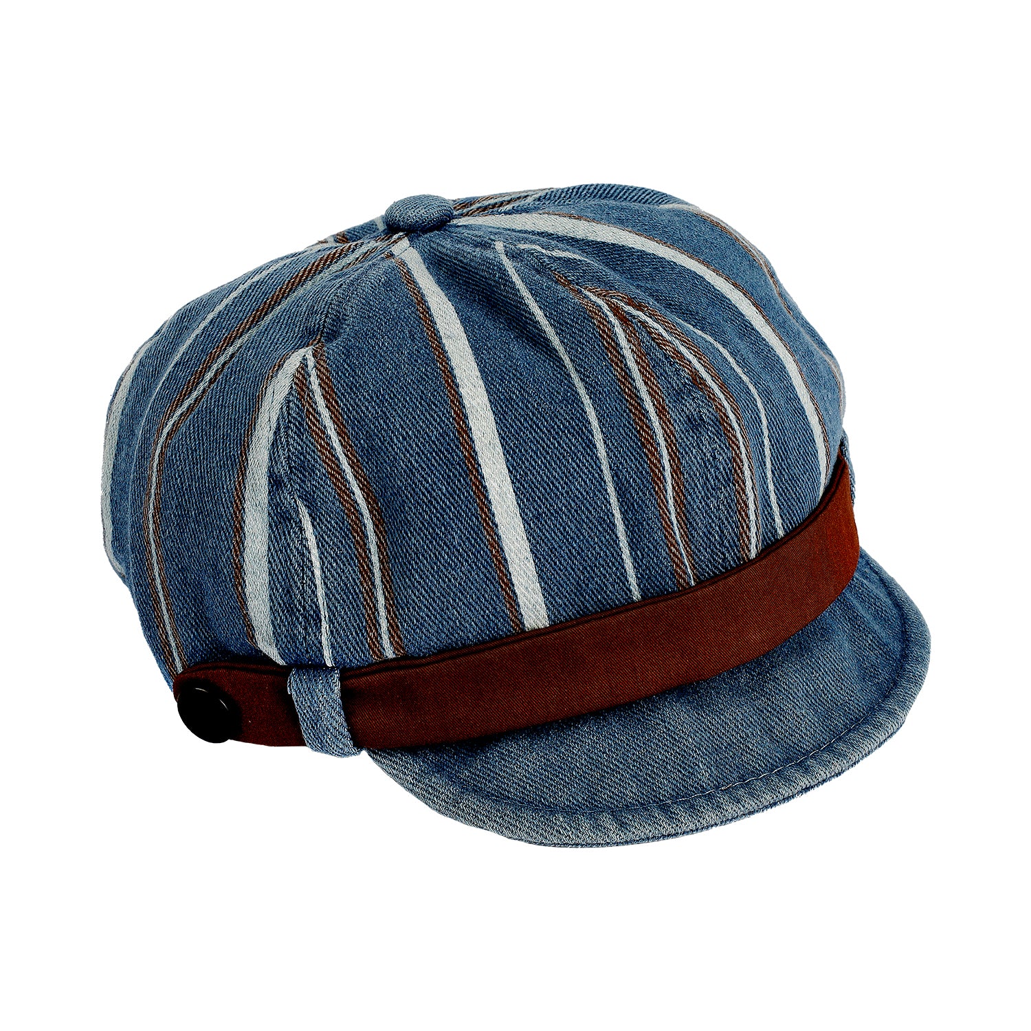 STRIPES PRINT DENIM CAP - BLUE (3 YEARS TO 6 YEARS)