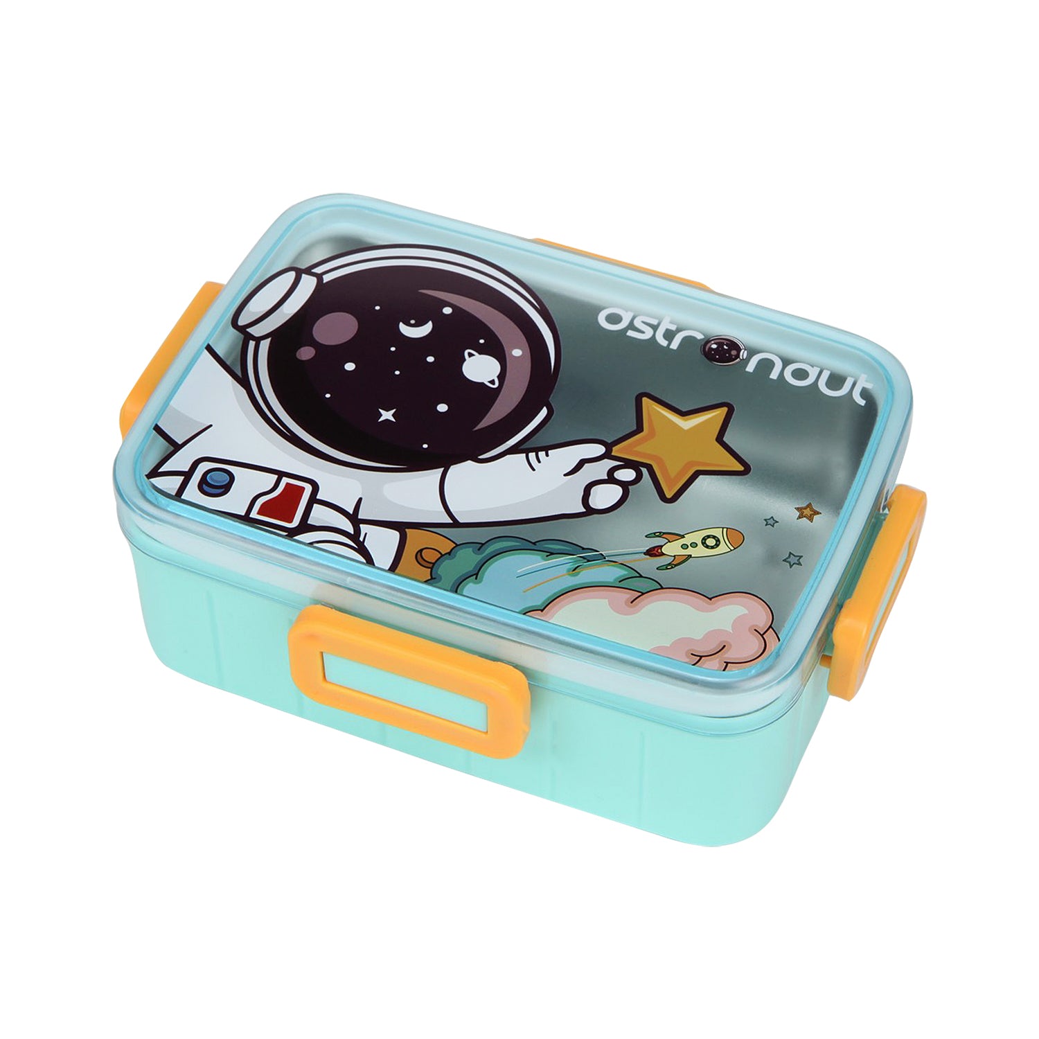 SINGLE COMPARTMENT ASTRONAUT PRINT INSULATED LUNCH BOX - BLUE